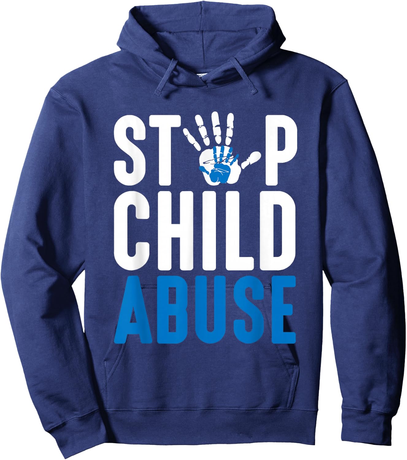 Blue Ribbon Stop Child Misuse Prevention Month Awareness Hoodie - Hoodie | Navy