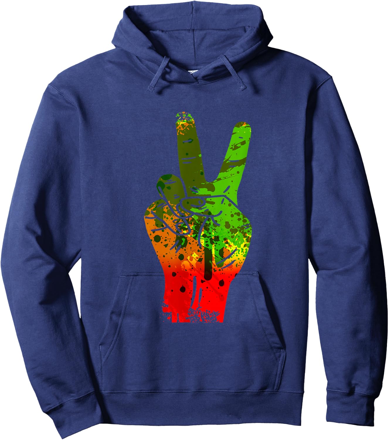 Hippie Peace Sign Rasta Reggae Music Splash Jamaica Hoodie - Hoodie | Navy