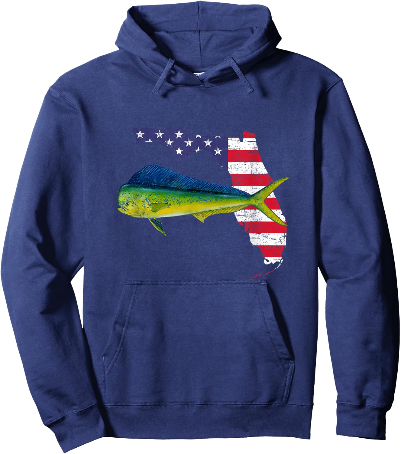 Mahi Mahi Florida, American Flag, Fishing Mahi Mahi Hoodie - Hoodie | Navy