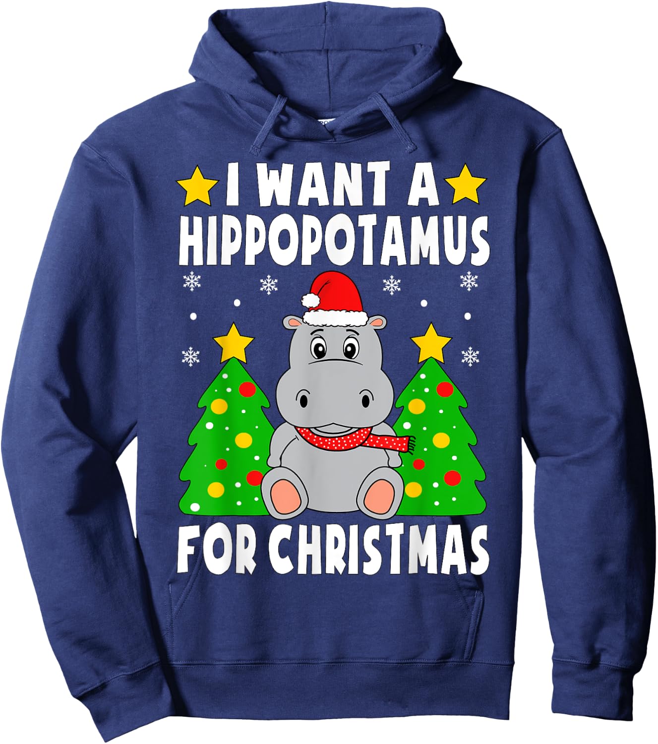 I Want A Hippopotamus For Christmas Hippo Pajamas Boys Girls Hoodie - Hoodie | Navy