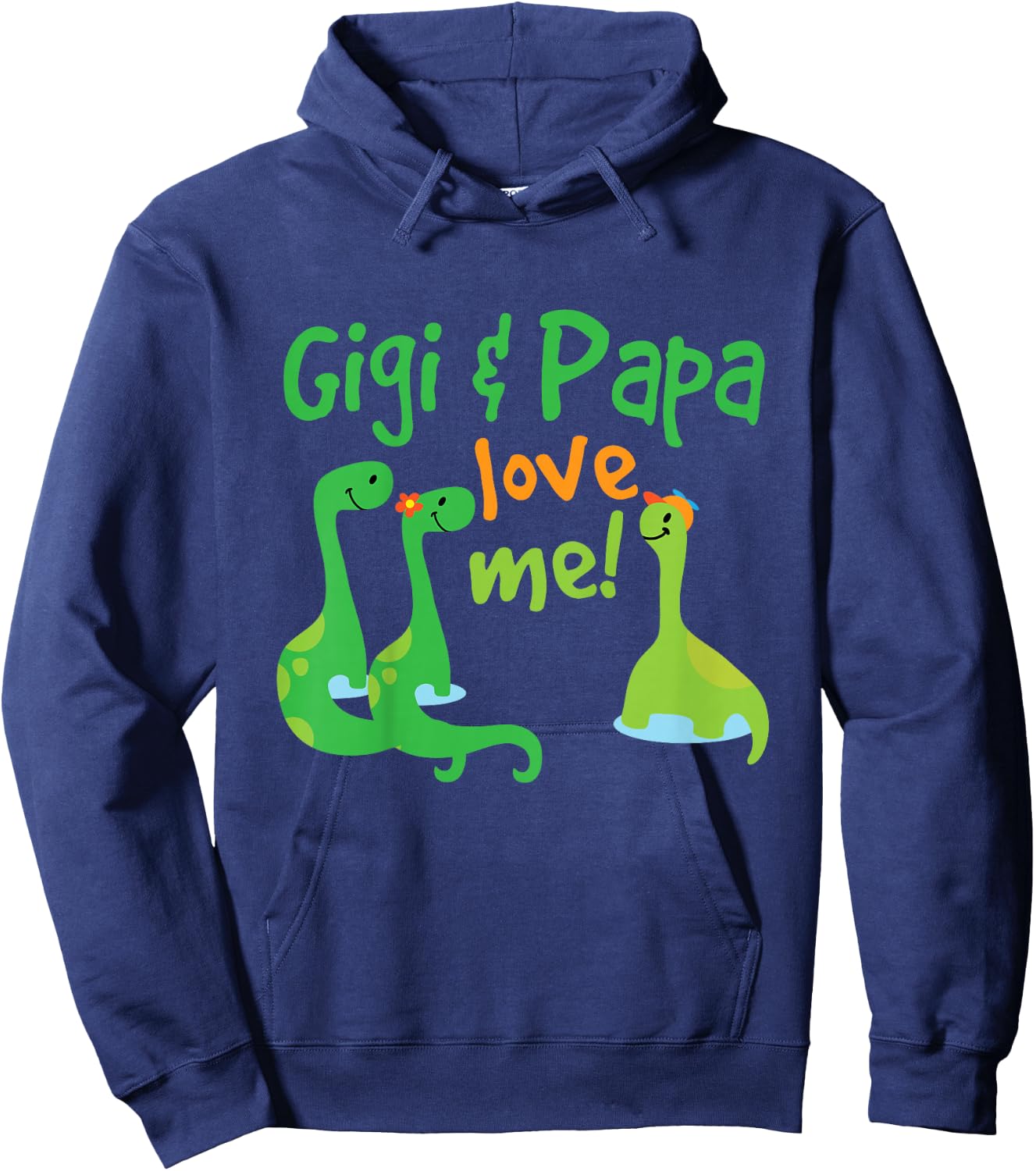 Kids Gigi and Papa Love Me Grandson Dinosaur Hoodie - Hoodie | Navy