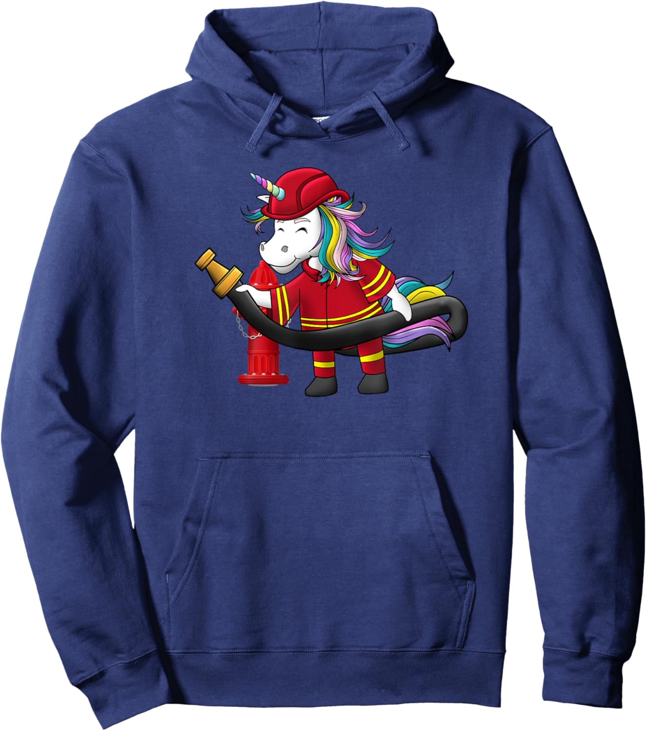 Unicorn Firefighter Fireman Birthday Party Funny Girl Love Hoodie - Hoodie | Navy