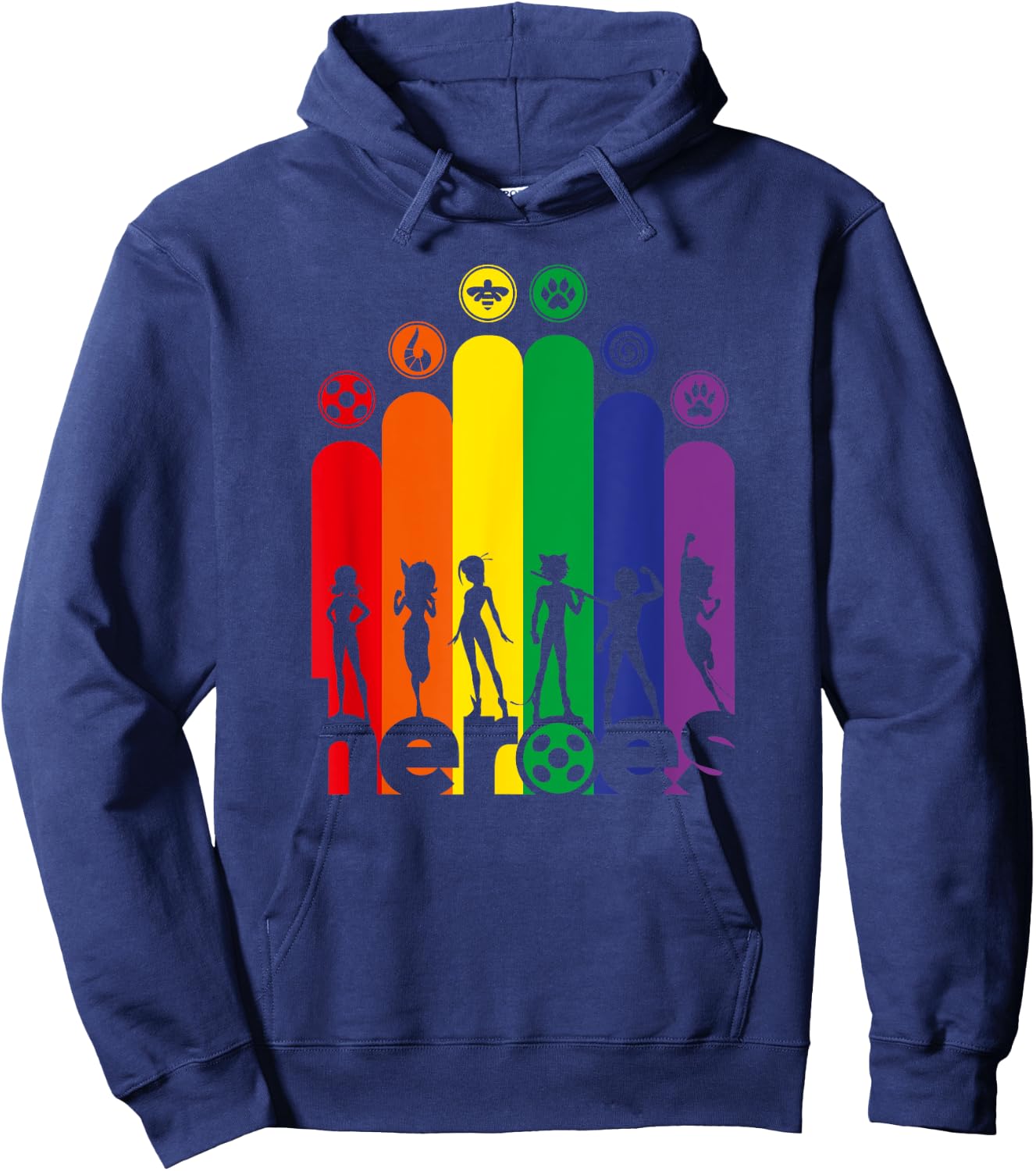 Miraculous Ladybug Rainbow Collection All Heroez Hoodie - Hoodie | Navy