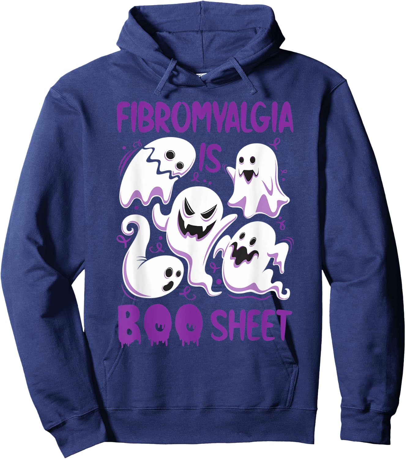 Fibromyalgia is Boo Sheet Purple Boos Funny Halloween Ghost Hoodie - Hoodie | Navy