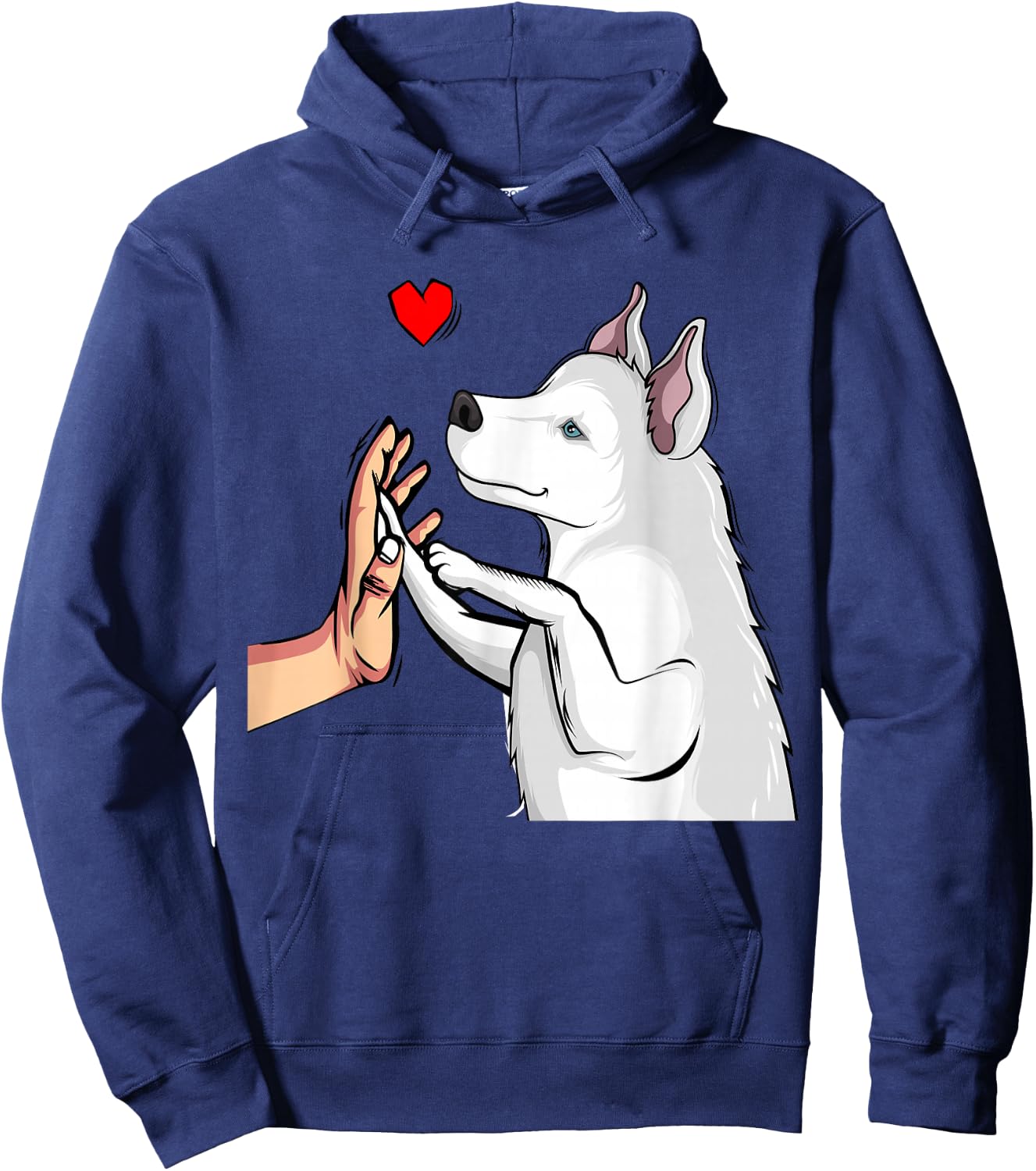 White Siberian Husky Love Dogs Mummy Hoodie - Hoodie | Navy