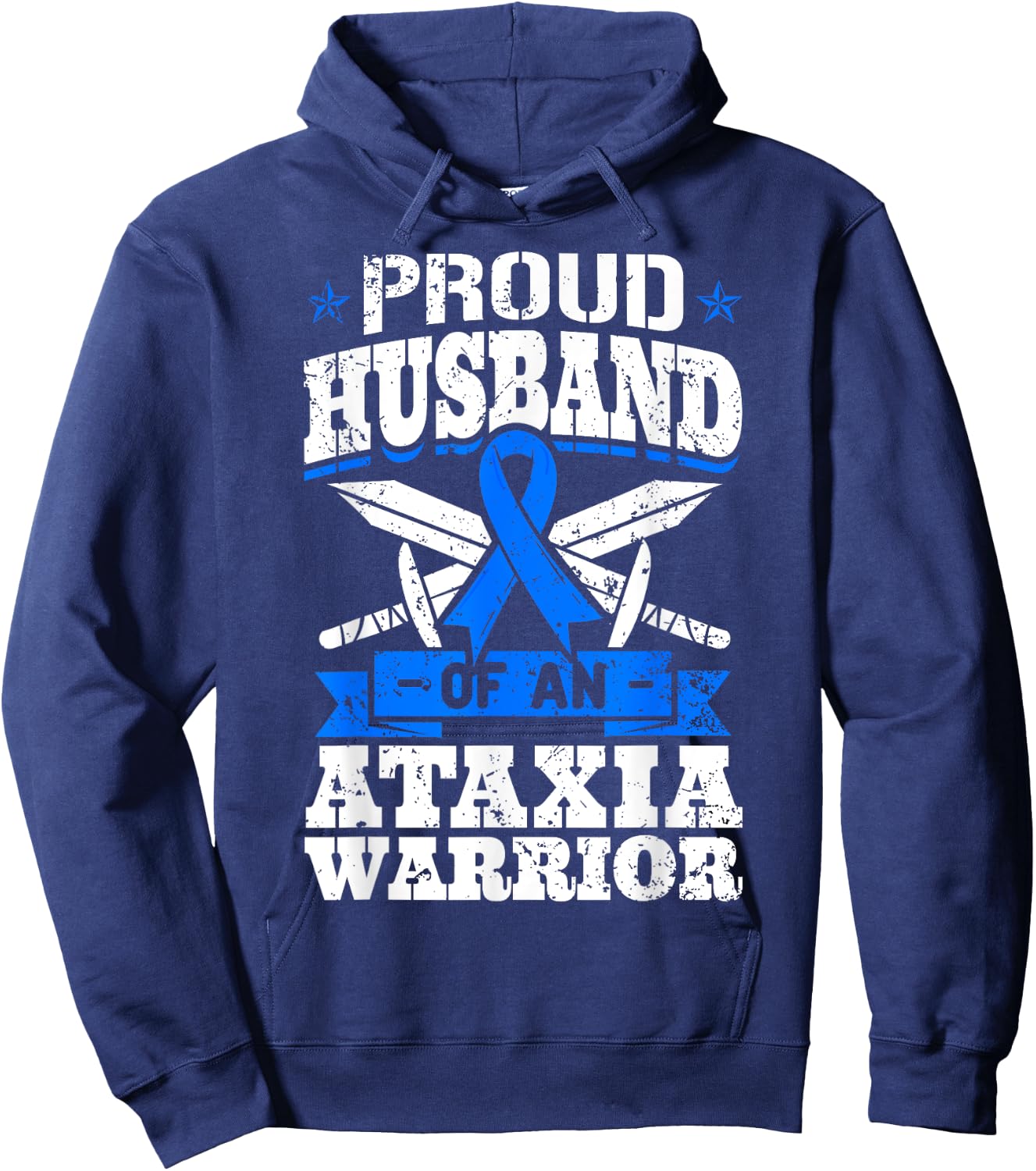 Proud Husband Of An Ataxia Warrior Awareness Ribbon Dystaxia Hoodie - Hoodie | Navy