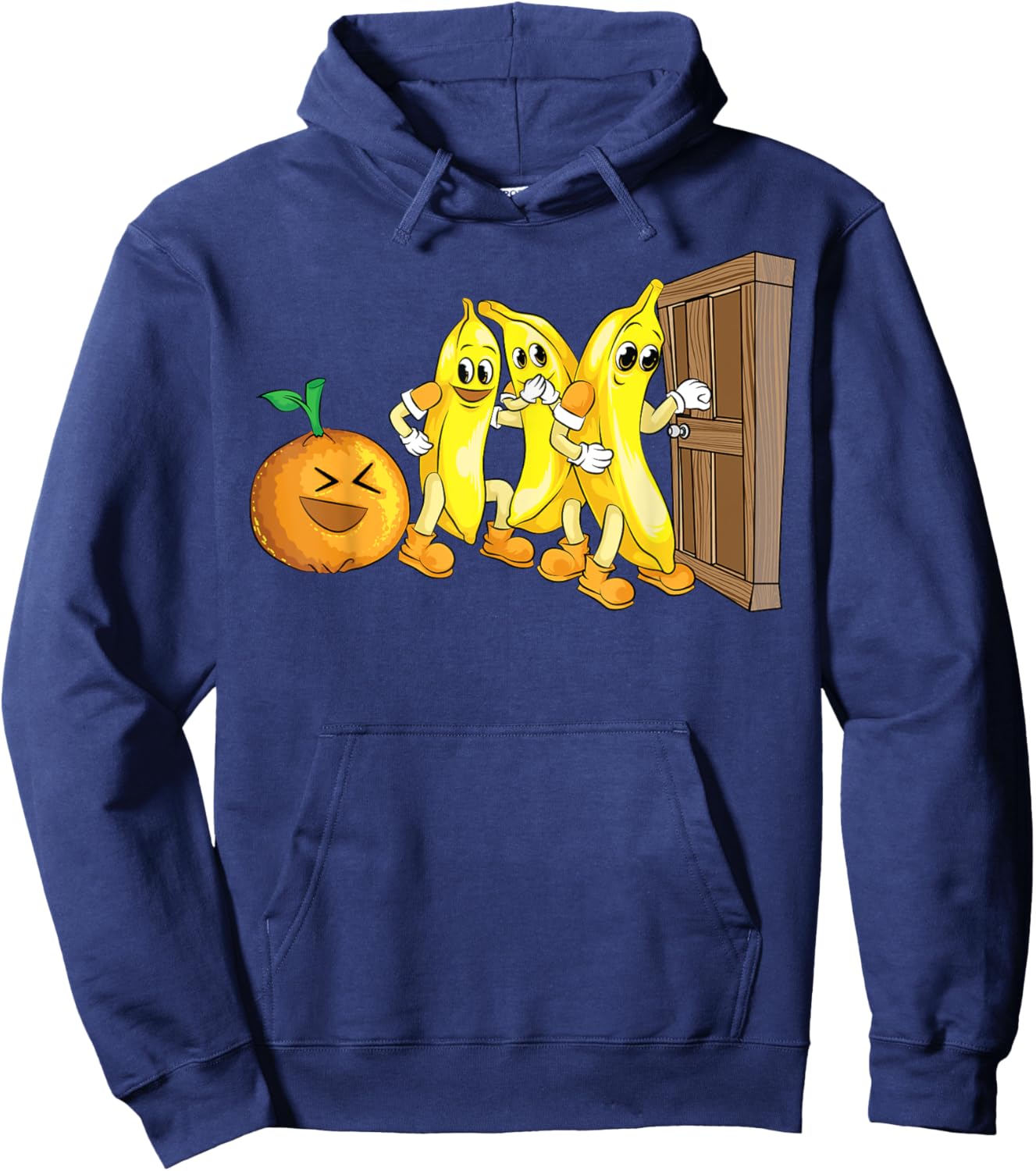 Funny Knock Knock 3 Bananas And Orange Cool Fruit Joke Gift Hoodie - Hoodie | Navy