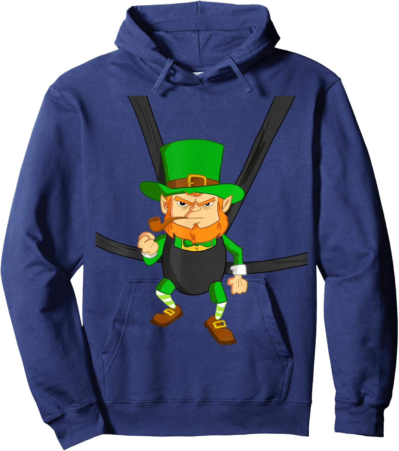 Leprechaun in Baby Carrier Shirt Funny St Paddy's Day Hoodie - Hoodie | Navy