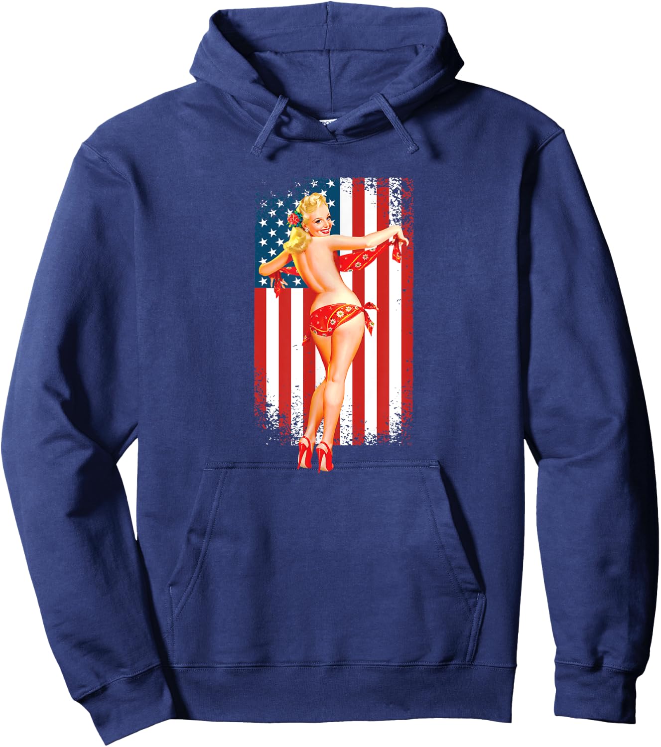 Patriotic Vintage Sexy Pinup Girl Hoodie - Hoodie | Navy