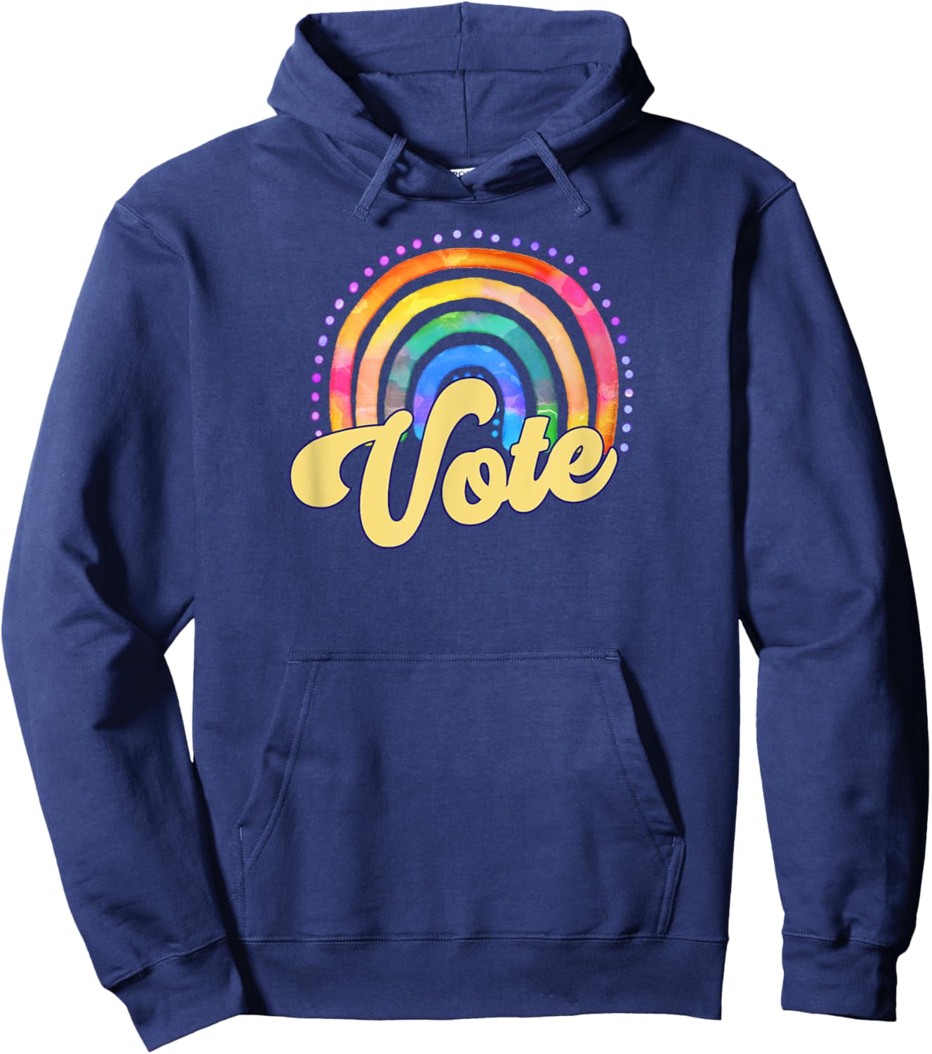 Retro Hippie Watercolor Rainbow VOTE Hoodie - Hoodie | Navy
