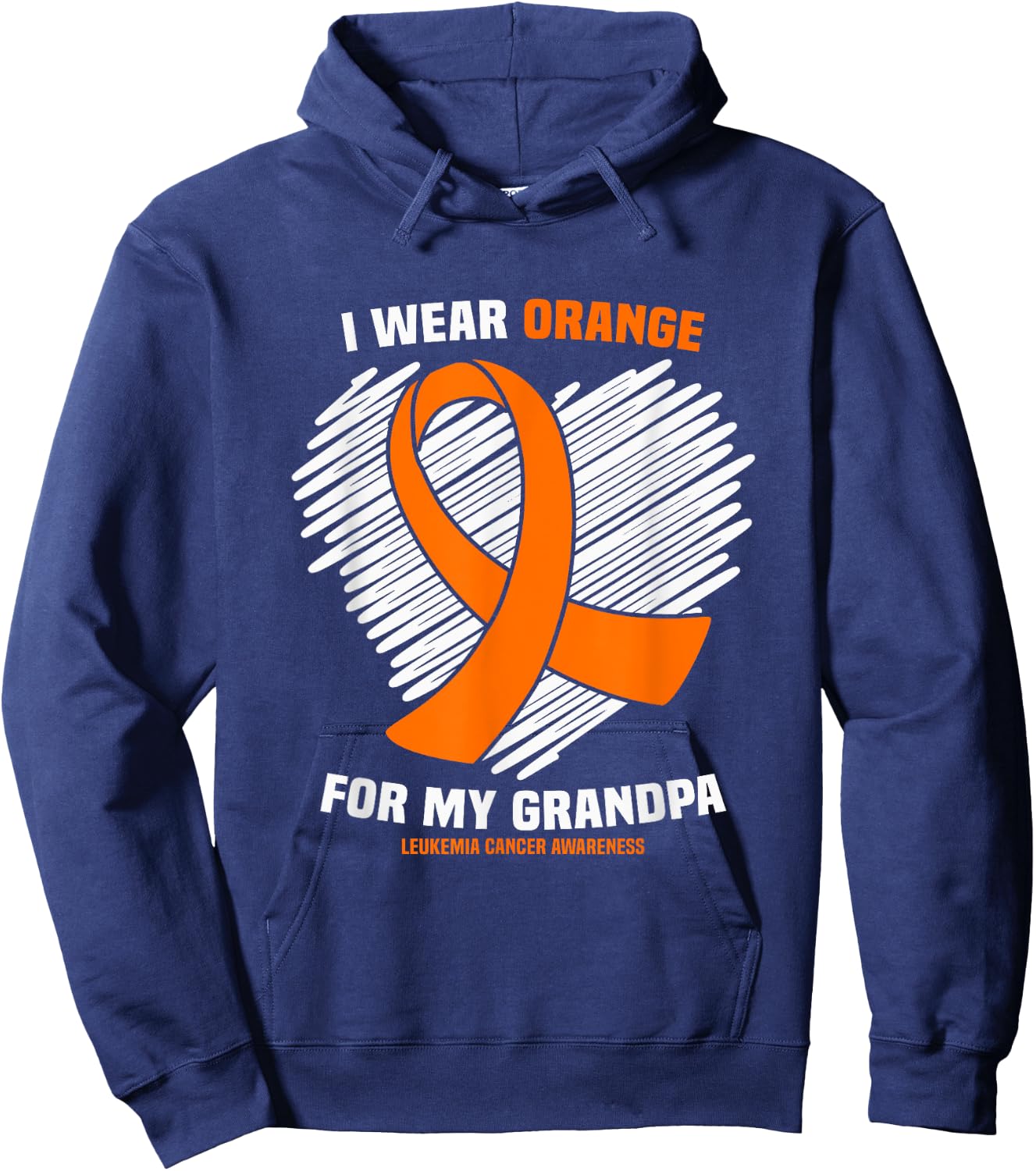 I Wear Orange For My Grandpa Leukemia Cancer Awareness Hoodie - Hoodie | Navy