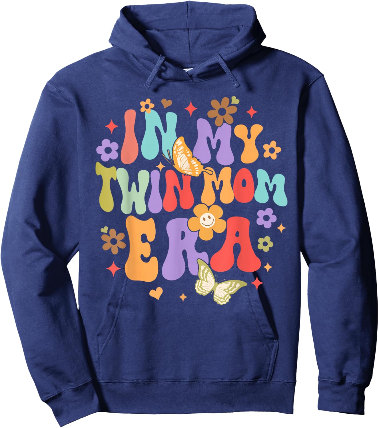 Twin Mama Pregnancy Announcement Funny In My Twin Mom Era Hoodie - Hoodie | Navy