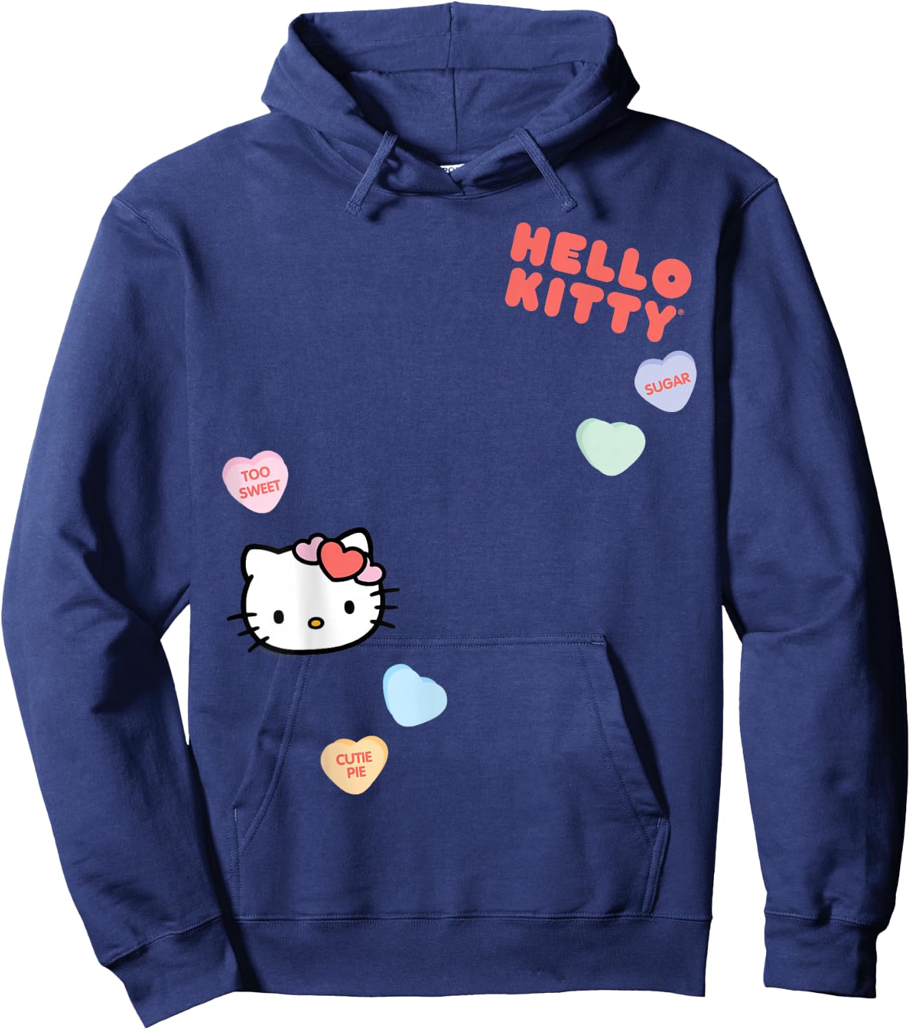 Hello Kitty Candy Hearts Valentine Shirt Hoodie - Hoodie | Navy