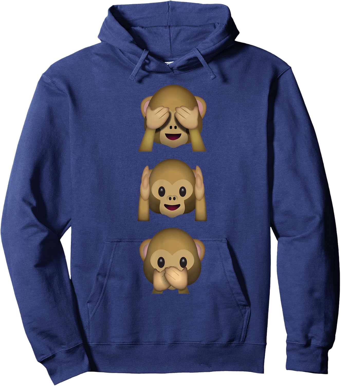 See No Evil Hear No Evil Speak No Evil 3 Wise Monkeys Hoodie - Hoodie | Navy