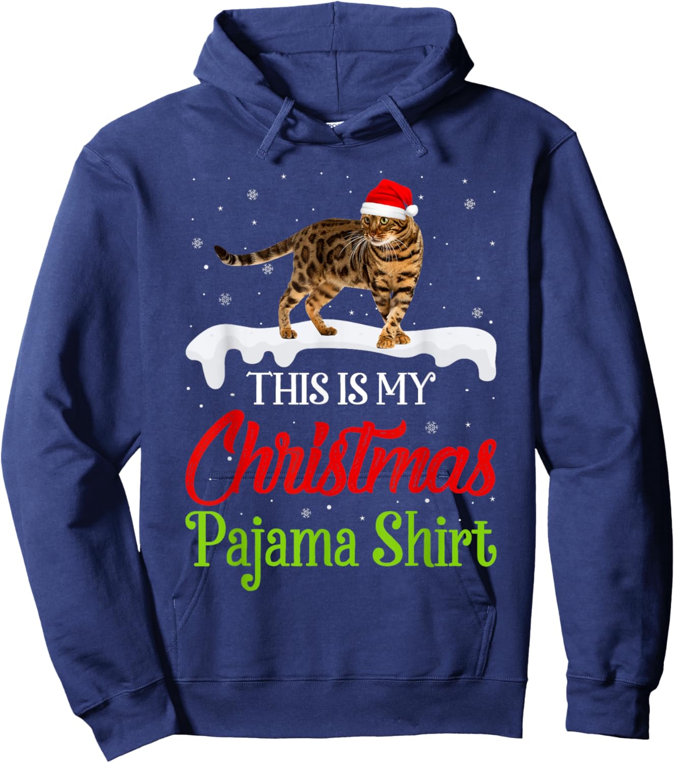 This Is My Christmas Pajama Shirt Bengal Cat Hoodie - Hoodie | Navy