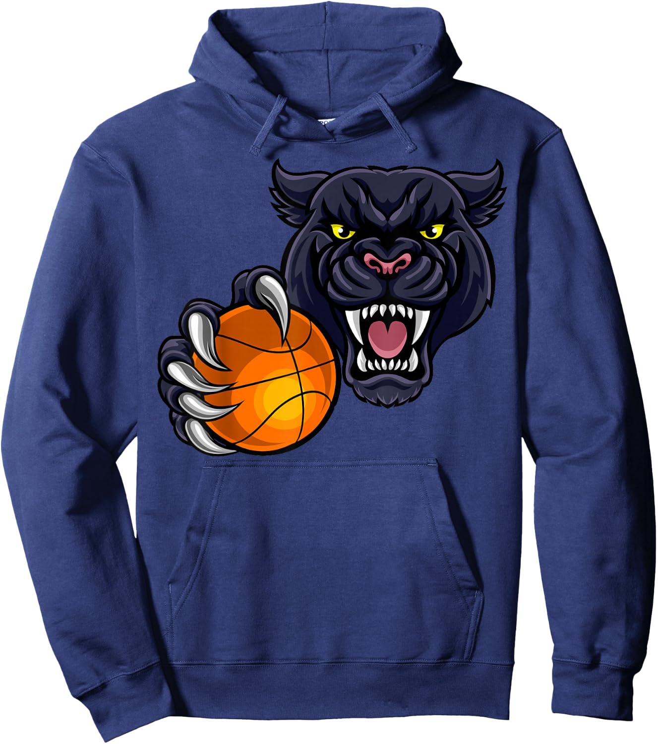 Panther Cartoon Sports Panthers Team Mascot Basketball Ball Hoodie - Hoodie | Navy