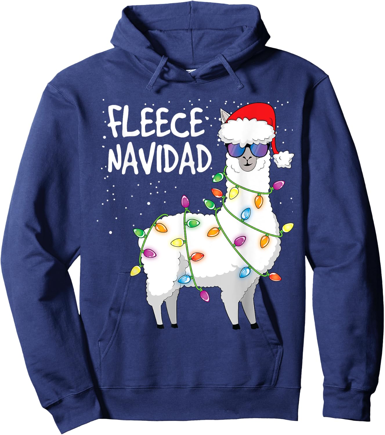 Fleece Navidad Funny Christmas Navidad Llama Hoodie - Hoodie | Navy