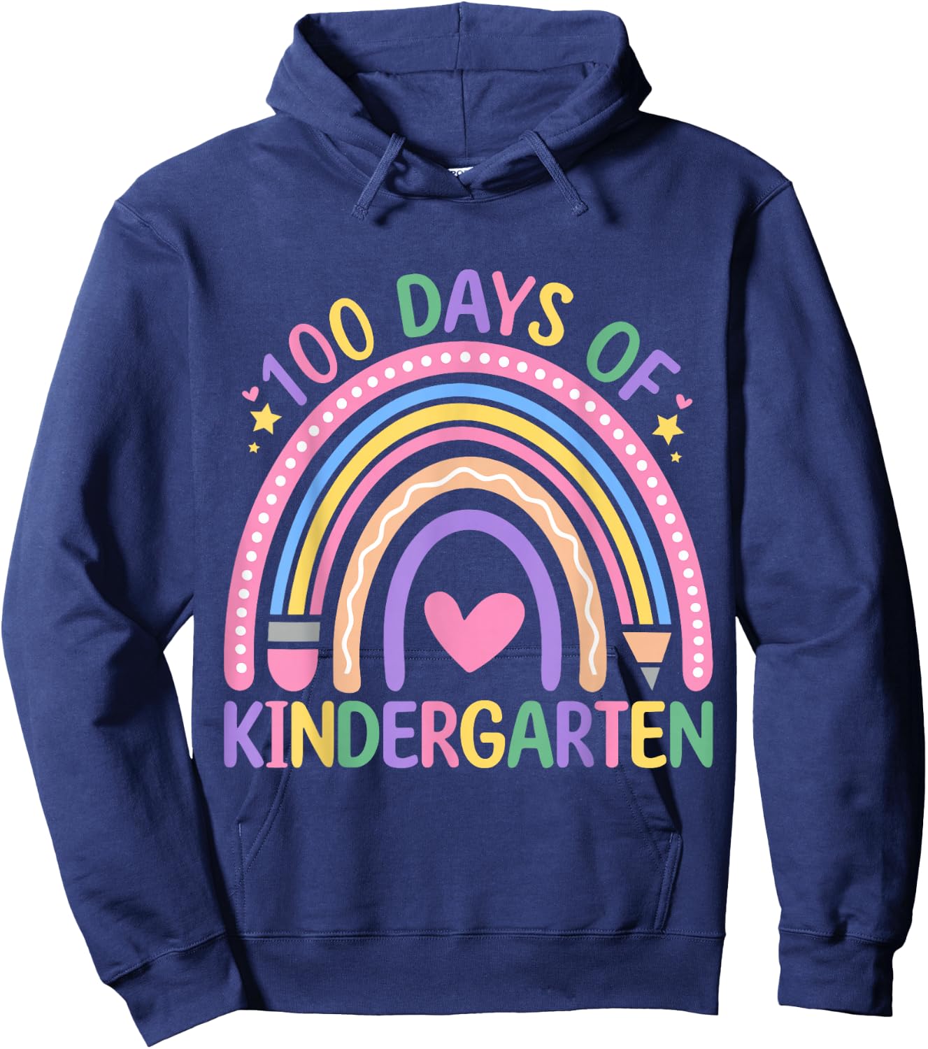 100 Days Of Kindergarten Rainbow Teacher 100 Days Smarter Hoodie - Hoodie | Navy