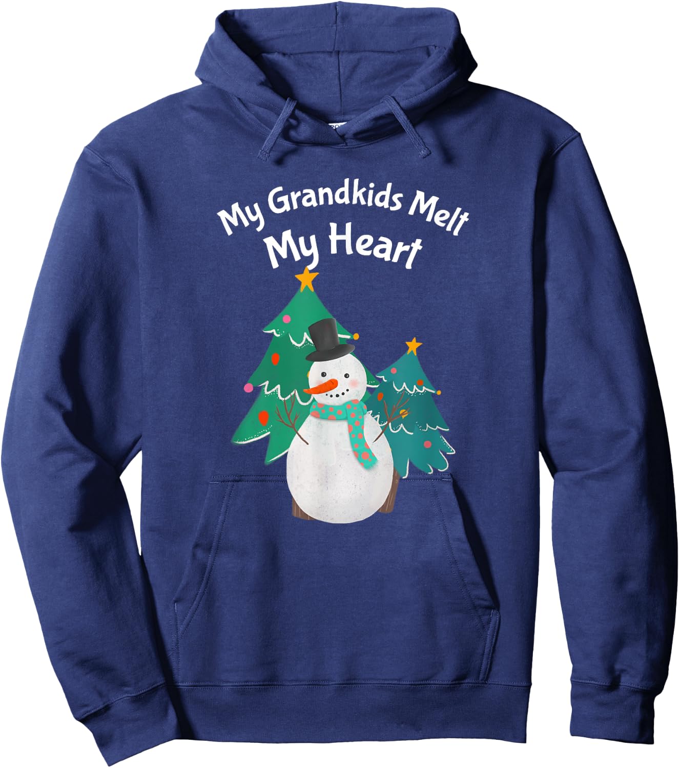My Grandkids Melt My Heart Snowman Shirt For Grandma Hoodie - Hoodie | Navy