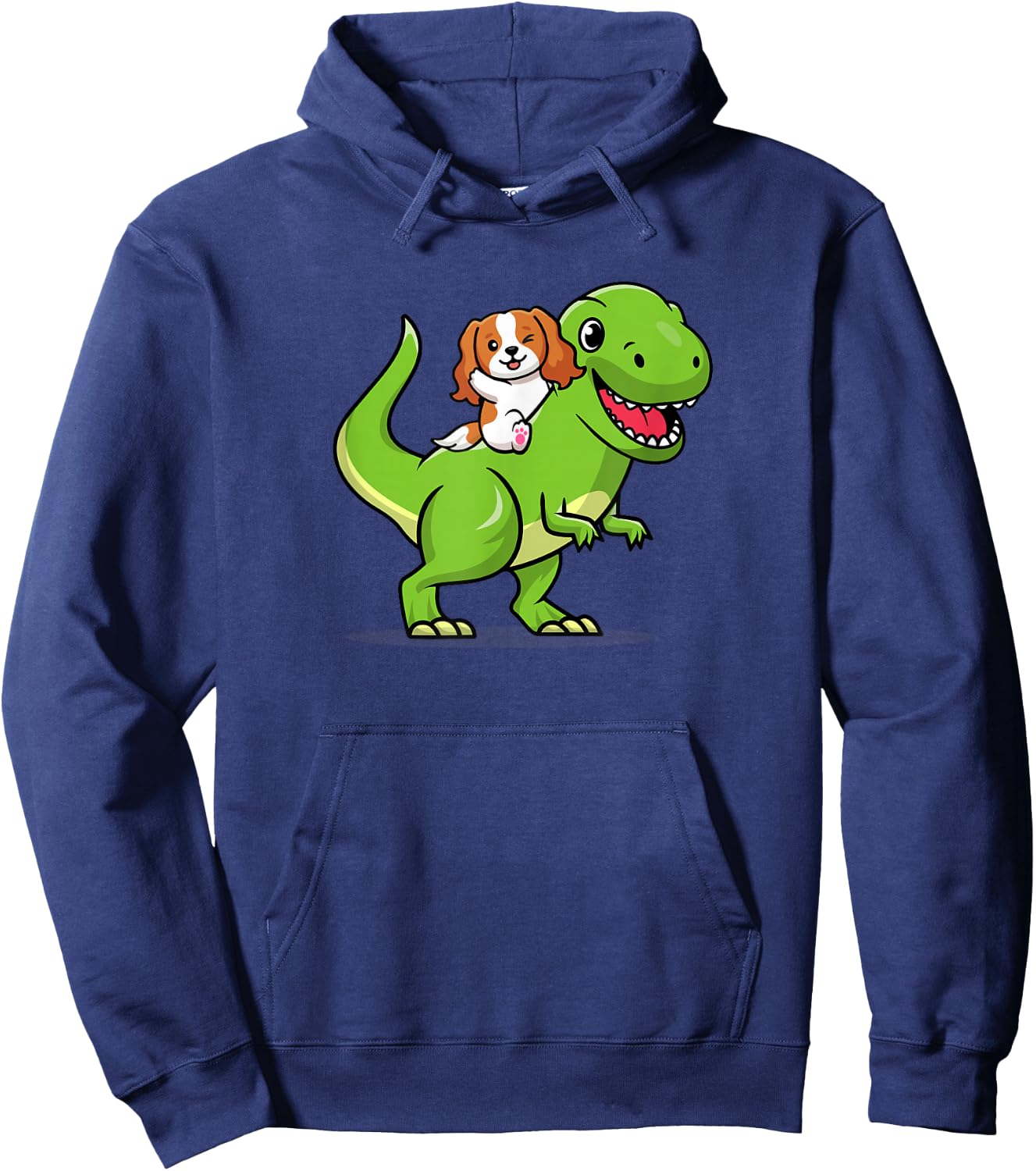 Kawaii Kids Boys Dino Dinosaur Cavalier King Charles Spaniel Hoodie - Hoodie | Navy