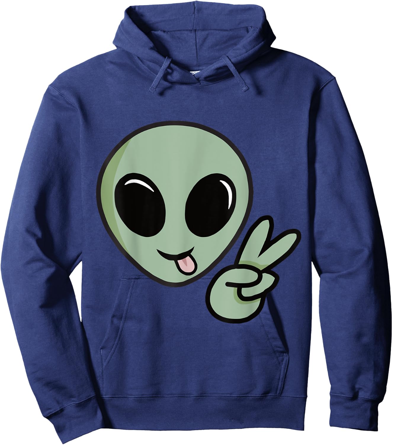 Cute Alien Peace Sign Hoodie - Hoodie | Navy