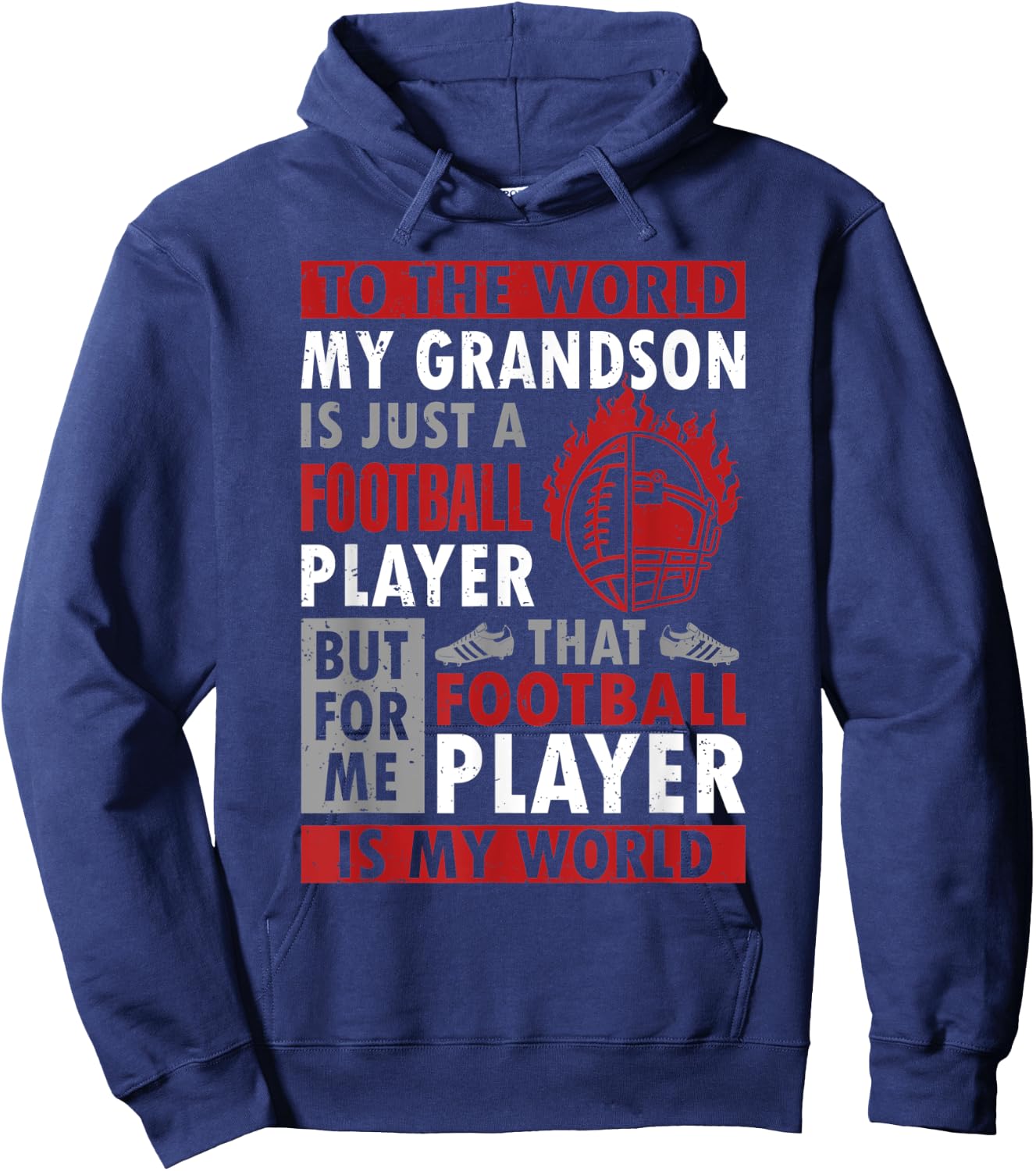 To The Word My Grandson Is Just A Football Player Grandpa Hoodie - Hoodie | Navy
