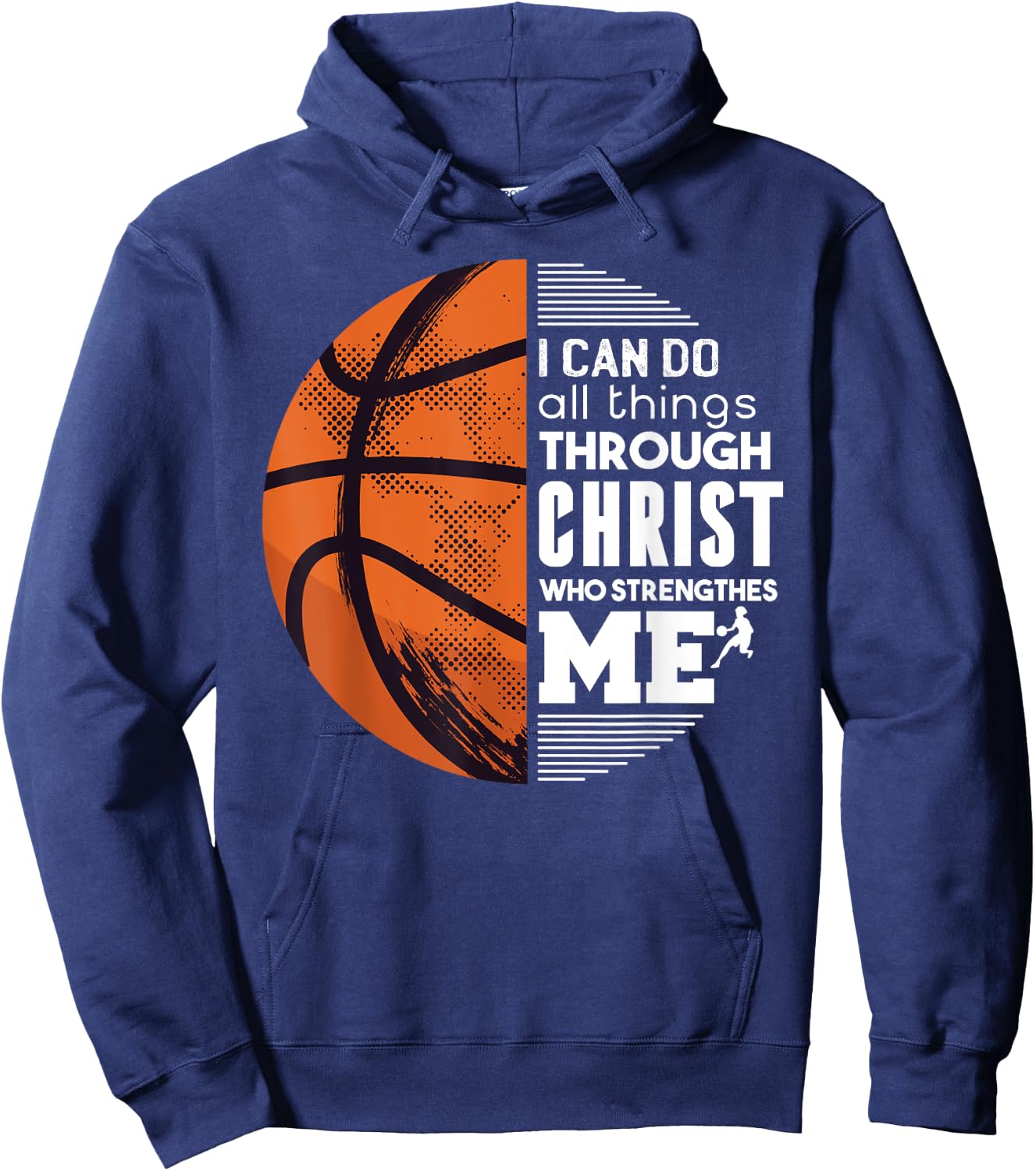 Christian Basketball I Can Do All Things Philippians Gift Hoodie - Hoodie | Navy