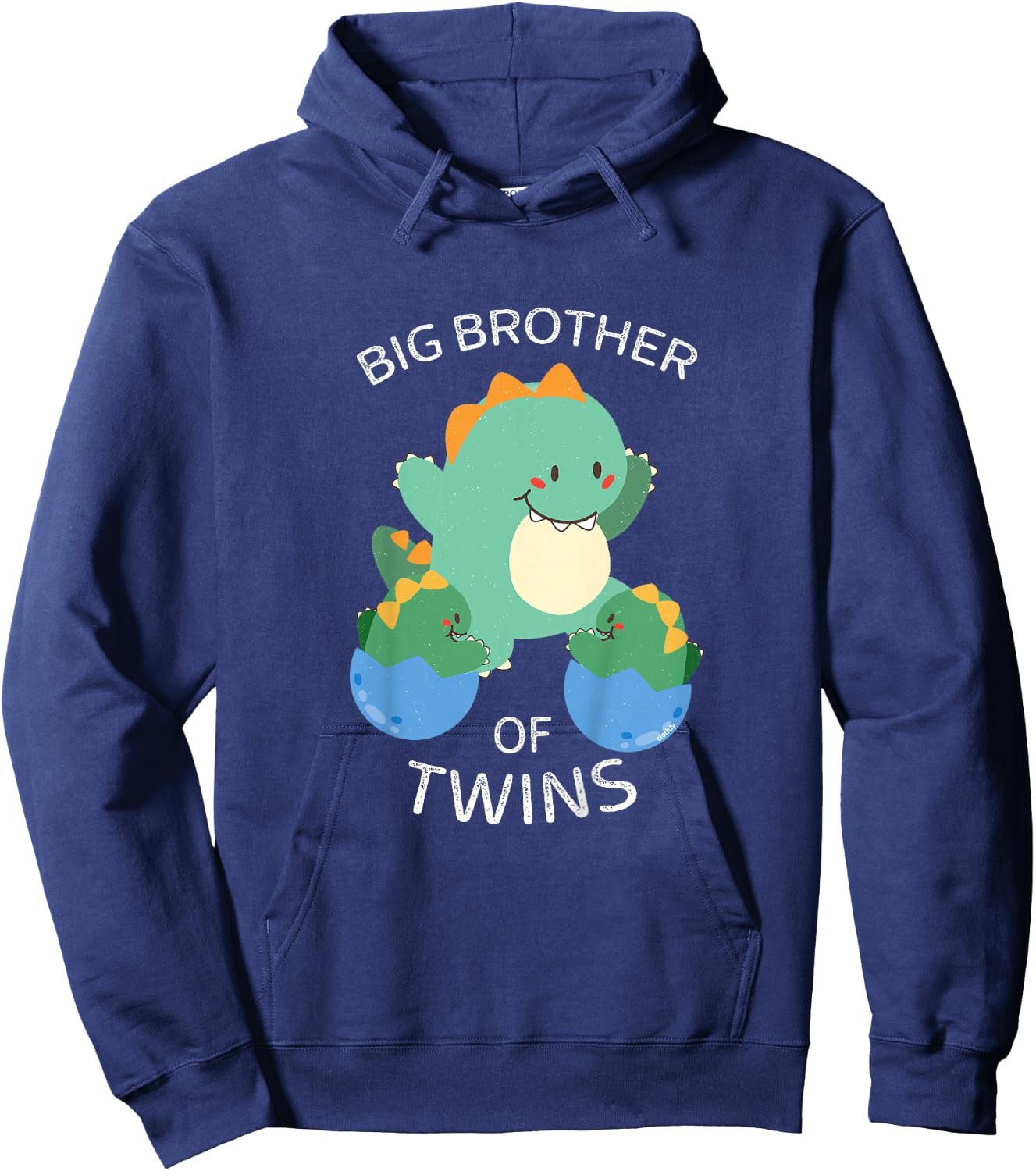 Kids Big Brother of Twins Dinosaur Twin Hoodie - Hoodie | Navy
