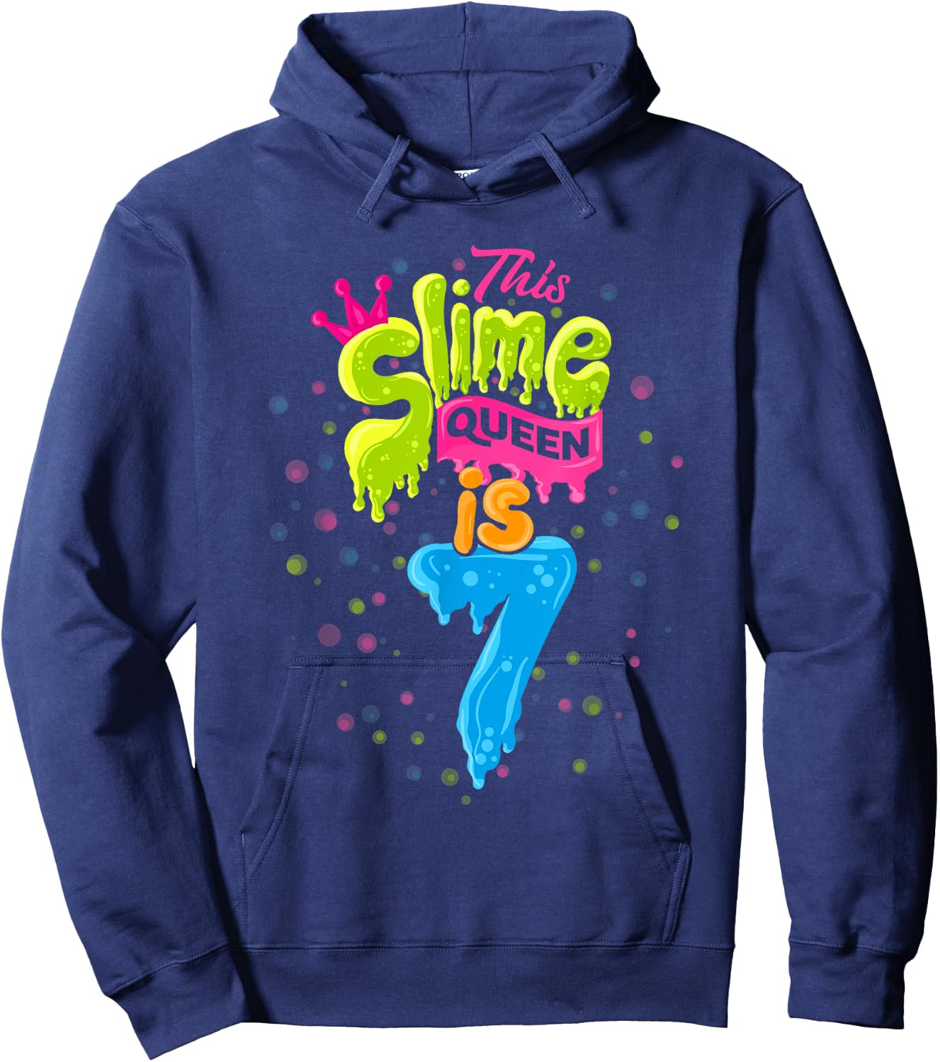 Slime Queen 7th Birthday Slime Shirt 7 Hoodie - Hoodie | Navy