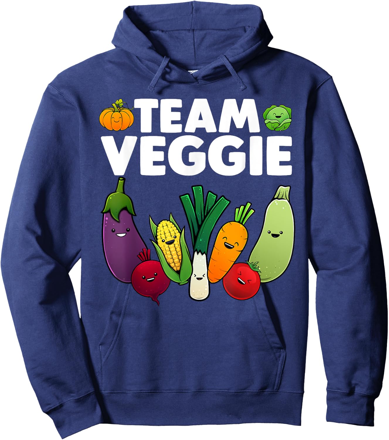 Funny Veggie Art Women Kids Vegan Plant Vegetarian Hoodie - Hoodie | Navy