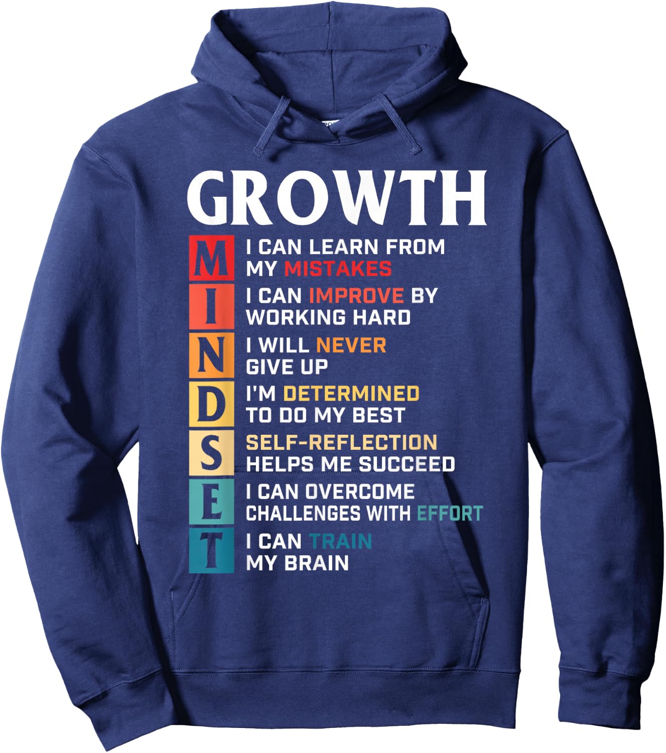 Growth Mindset Definition - Motivational Quote Inspiration Small Hoodie - Hoodie | Navy