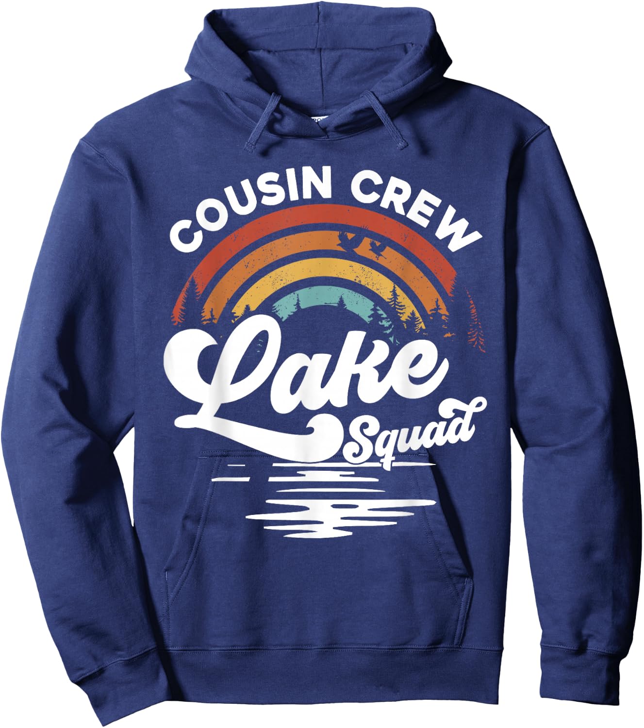 Cousin Crew Lake Squad Groovy Rainbow Vacation Lake Trip Hoodie - Hoodie | Navy