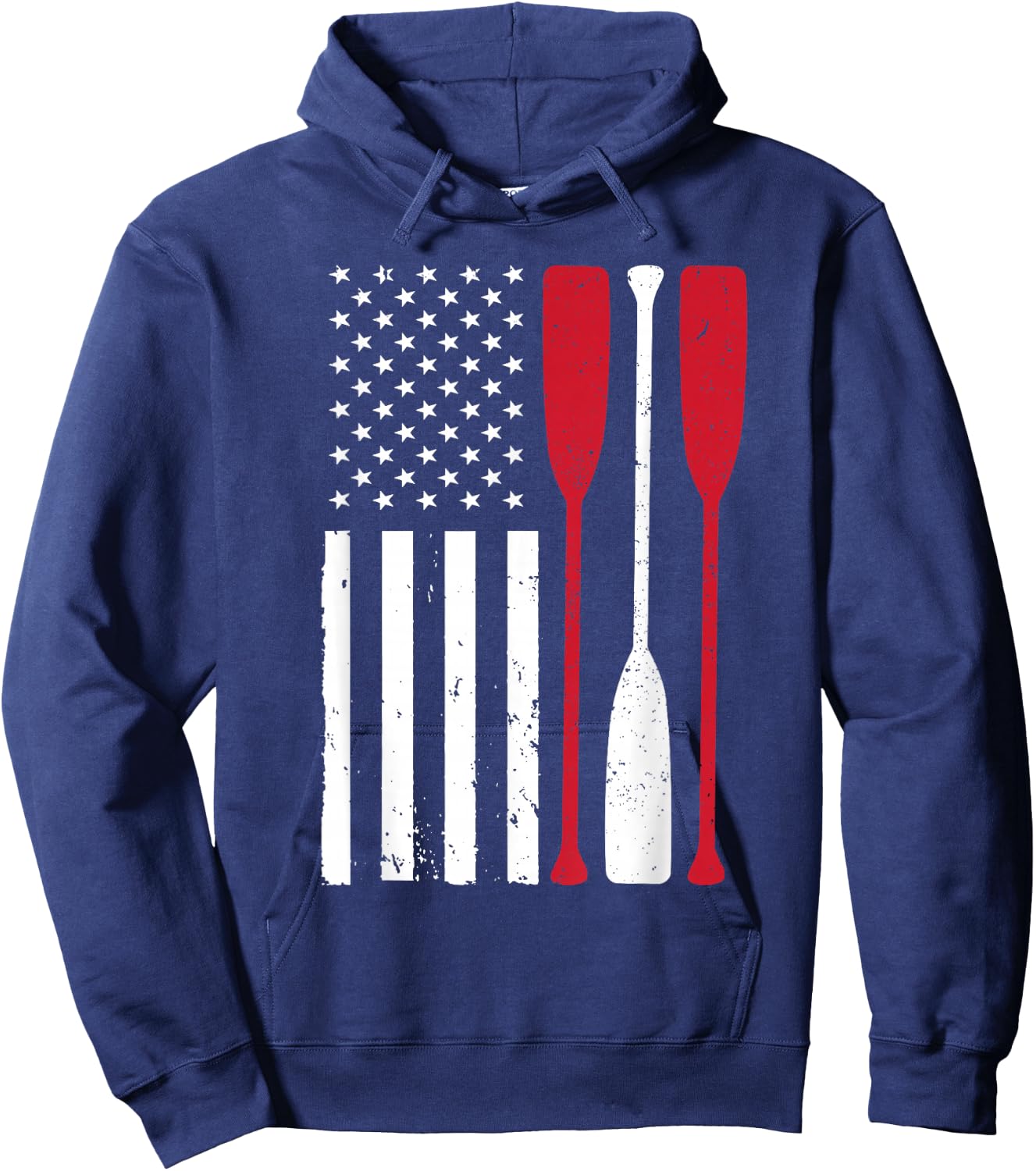 Funny Rowing Art Men Women US America Flag Coxswain Row Crew Hoodie - Hoodie | Navy