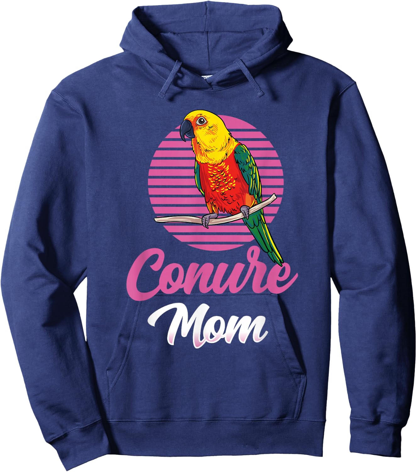 Funz Feather Co. Sun Conure Gifts For Parrot Lovers - Conure Mom Hoodie - Hoodie | Navy