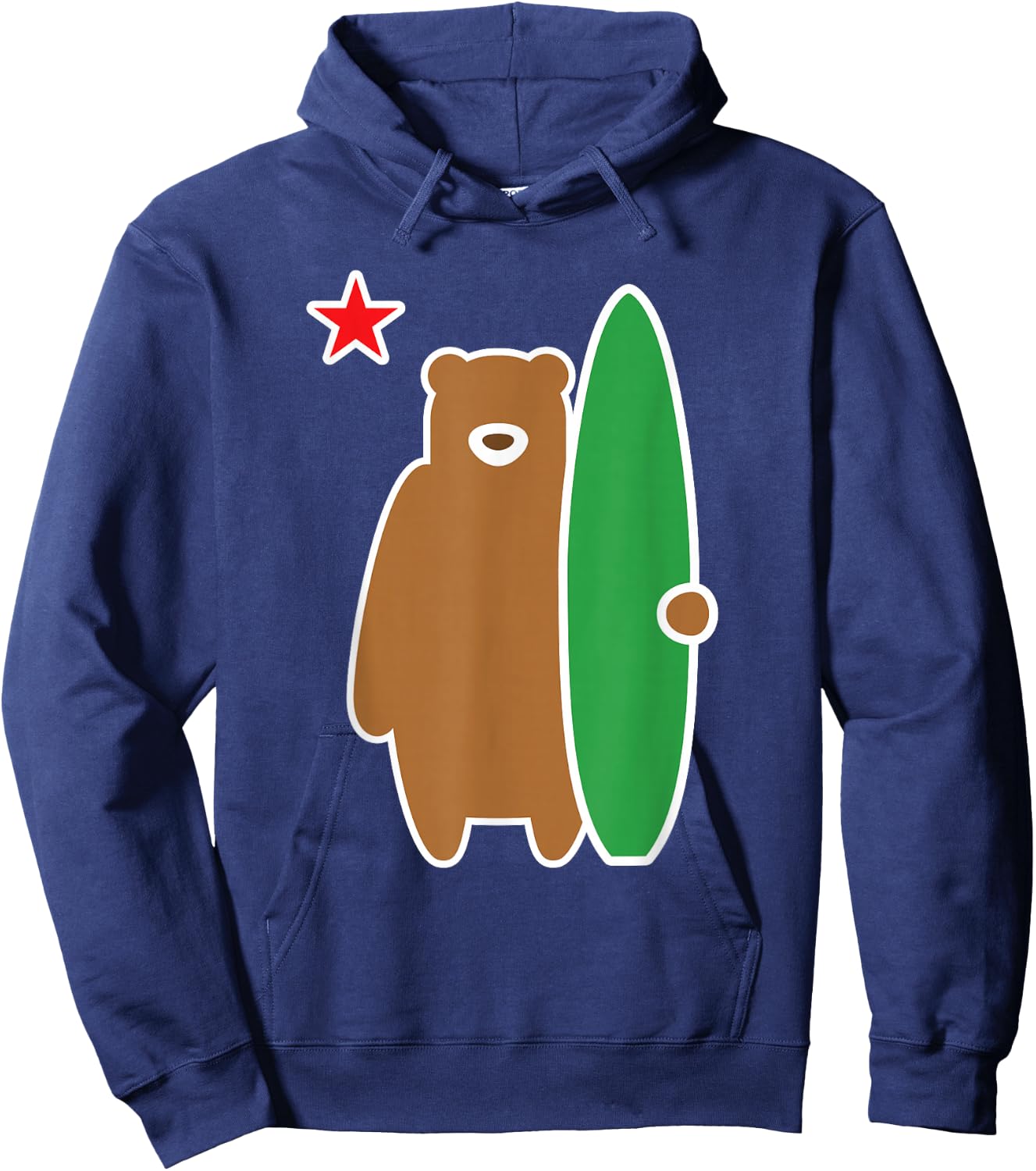 California Bear with Surf Board Surfing Hoodie - Hoodie | Navy