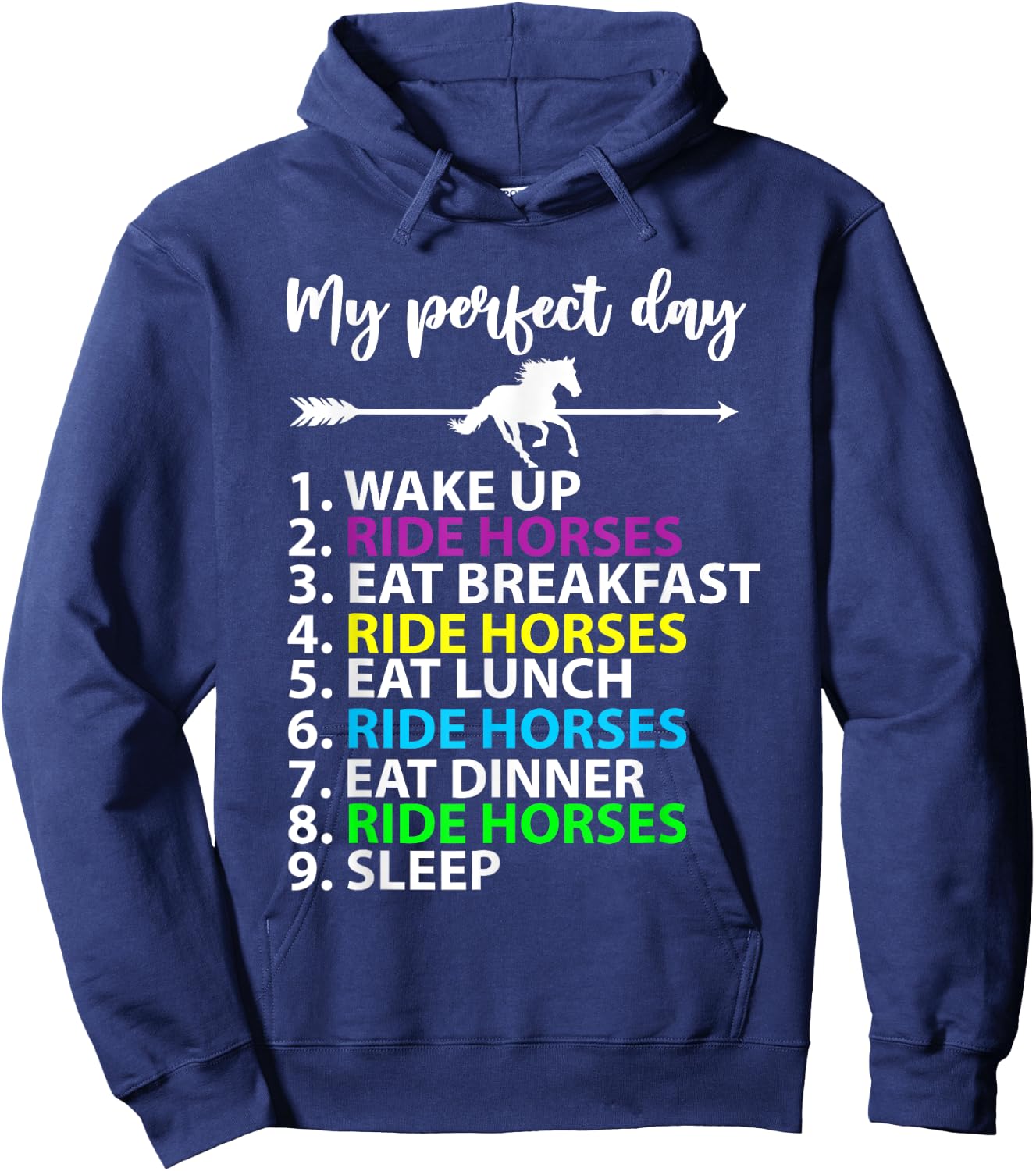 My Perfect Day Horse Riding Horse Lover Equestrian Horse Hoodie - Hoodie | Navy