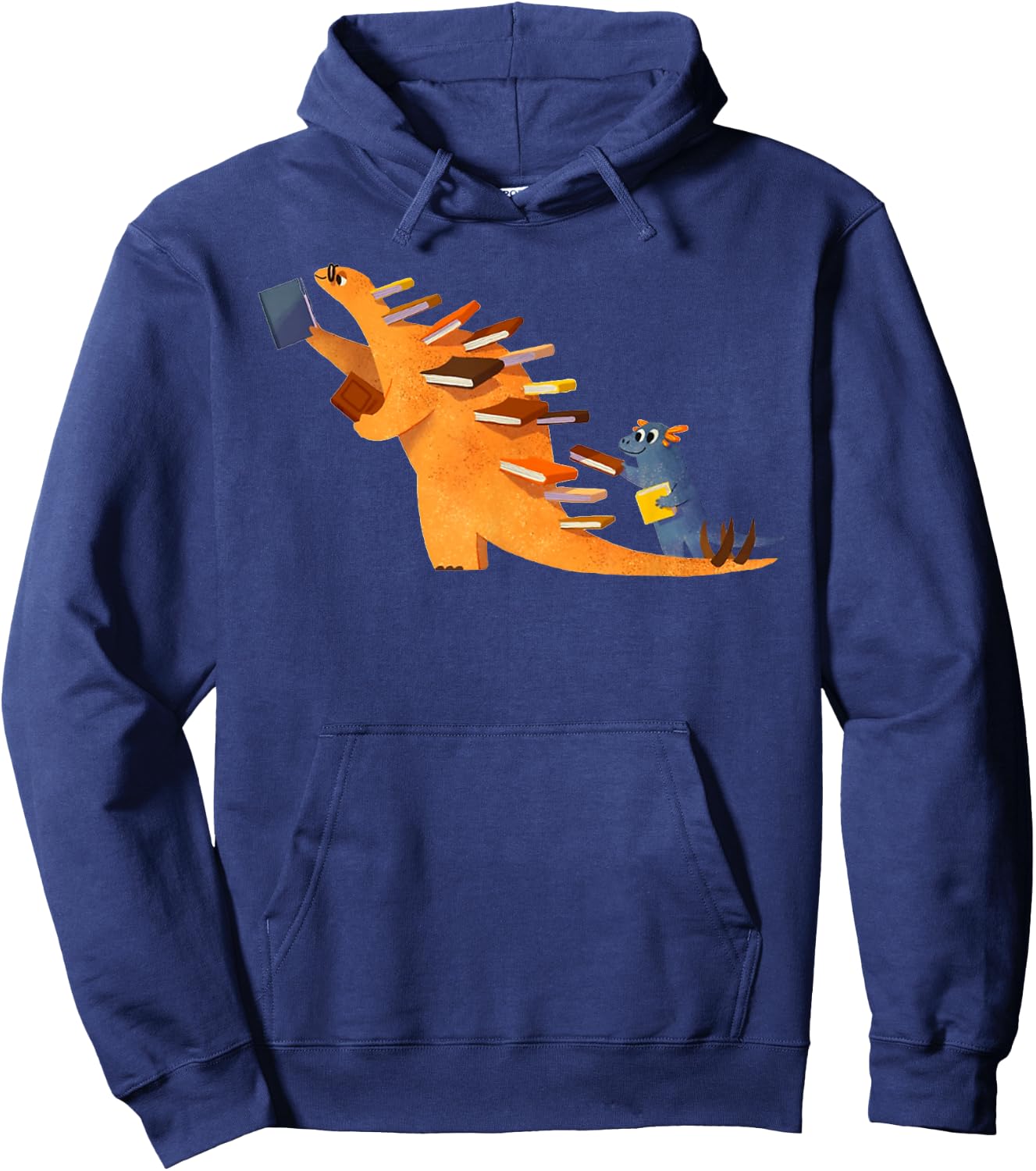 Cute Dinosaur Book Reading Hoodie - Hoodie | Navy