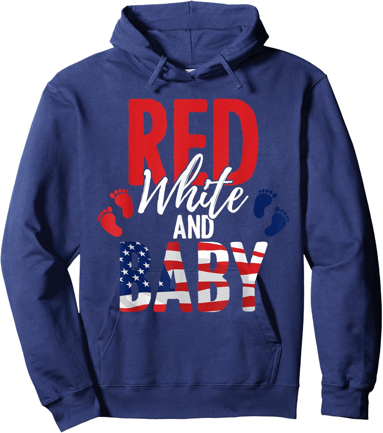 Red White & Baby Announcement 4th of July New Mom & Dad Hoodie - Hoodie | Navy