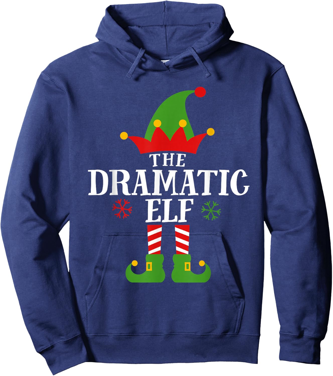 Dramatic Elf Funny Matching Family Group Christmas Pajama Hoodie - Hoodie | Navy