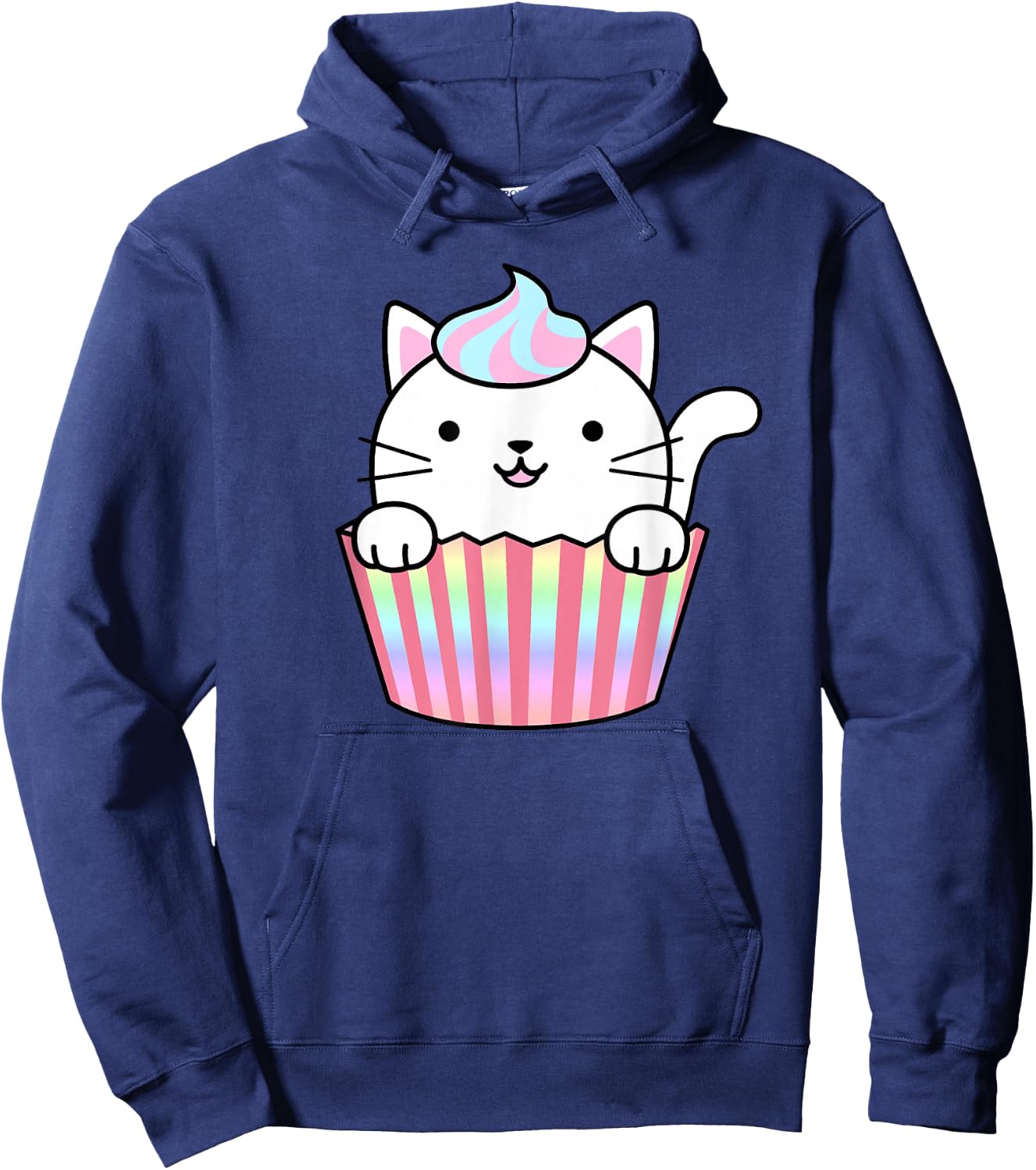 Kawaii Cat Cupcake Women Men Adults Kids Funny Cats Hoodie - Hoodie | Navy