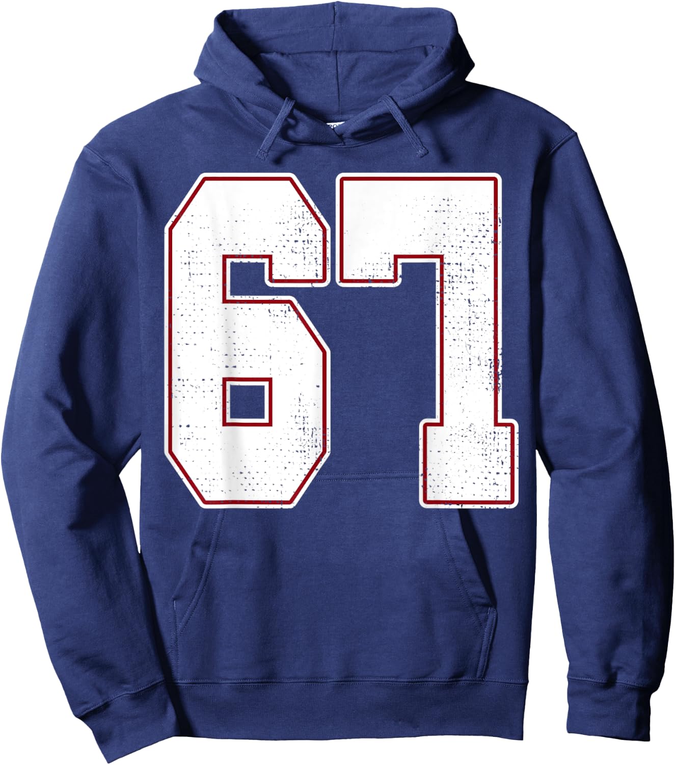 #67 Outline Number 67 Fan Varsity Sports Team Blue Jersey Hoodie - Hoodie | Navy