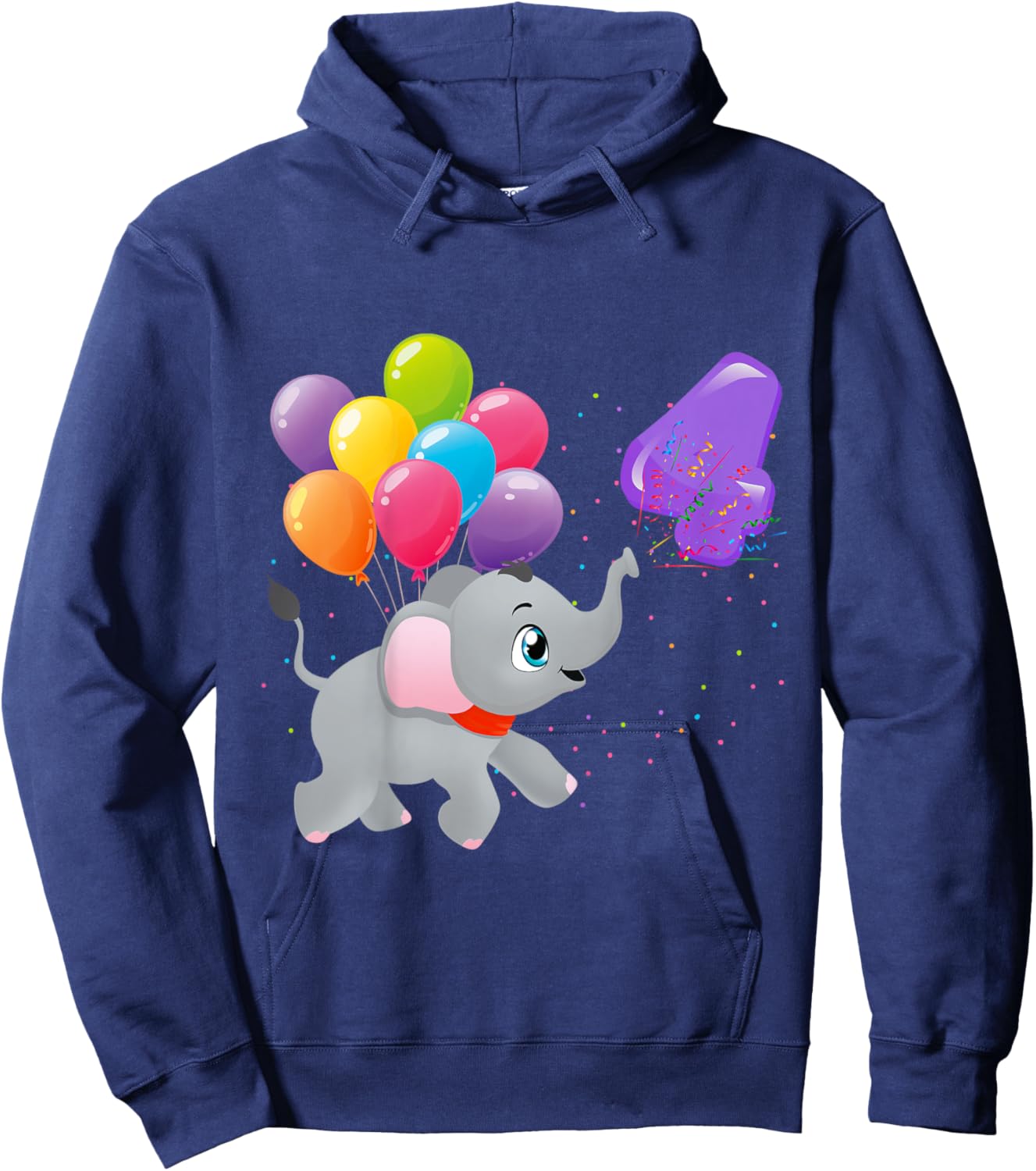 Kids Elephant 4 Years Old Zoo Animals Boys 4th Birthday Hoodie - Hoodie | Navy