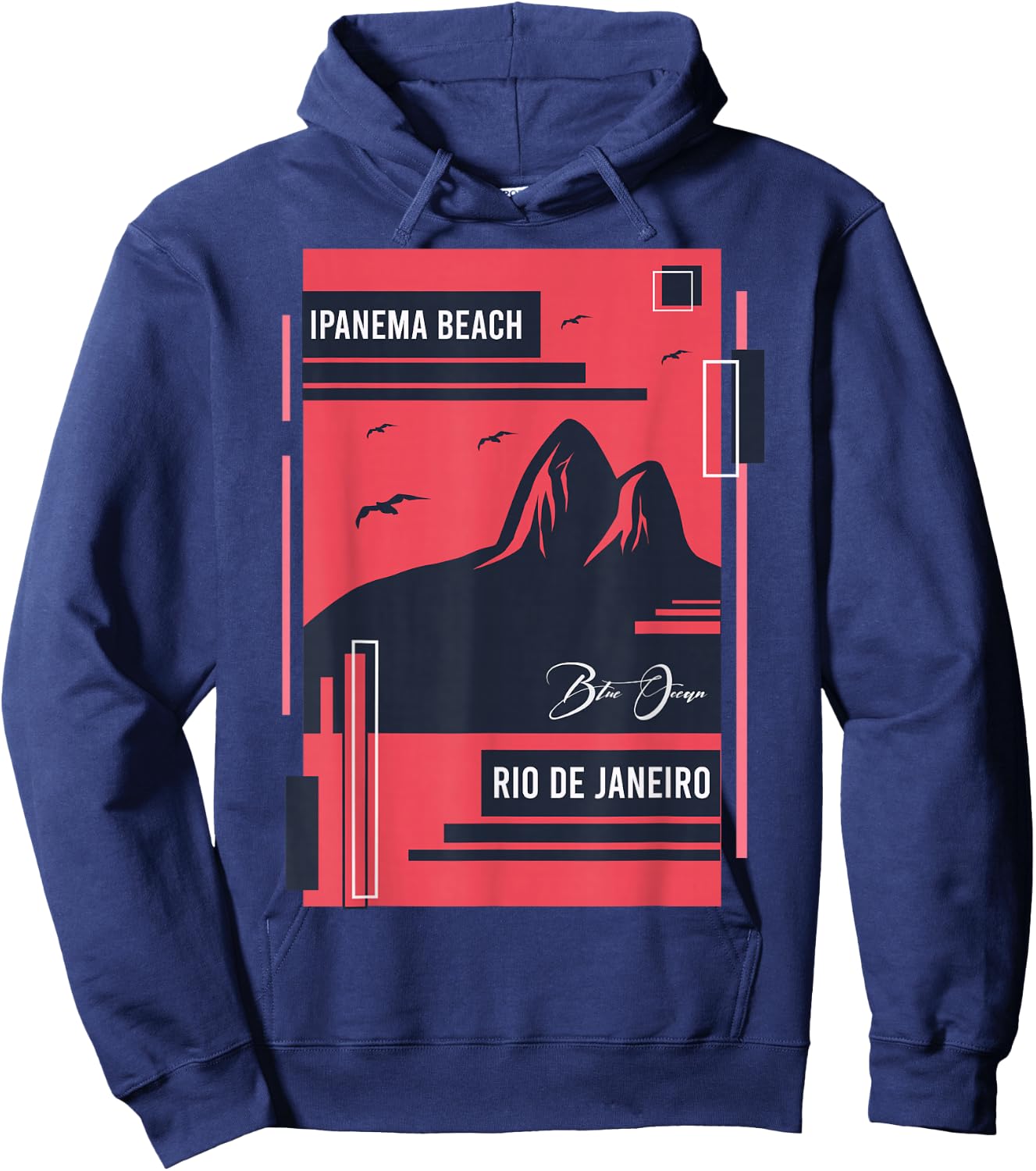 Ipanema Beach Vacation Holiday Brazil Flag Hoodie - Hoodie | Navy