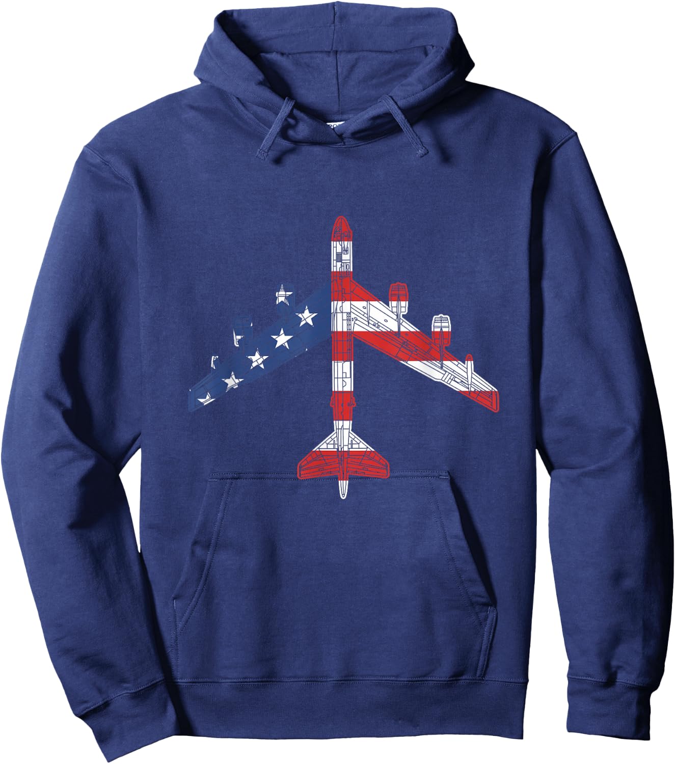 B-52 Stratofortress Aircraft Schematic American Flag B52 Hoodie - Hoodie | Navy