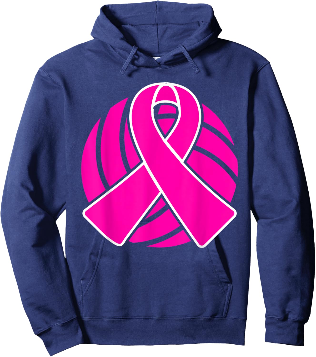 Breast Cancer Volleyball Player Pink Ribbon Awareness Hoodie - Hoodie | Navy