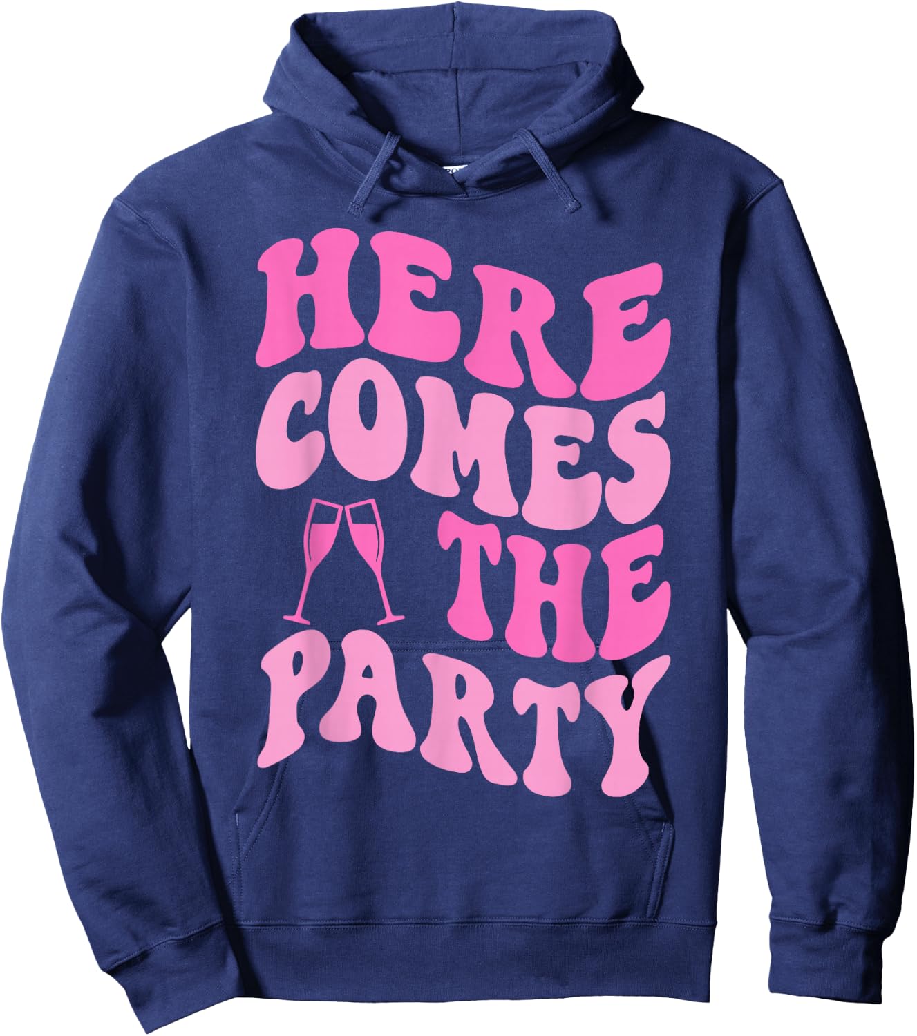 Here Come The Party Bride Groovy Bachelorette Party Hoodie - Hoodie | Navy