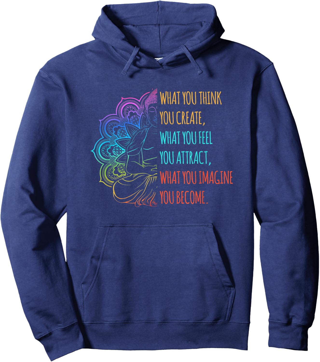 What you Think you Create Lotus Buddhist Hoodie - Hoodie | Navy