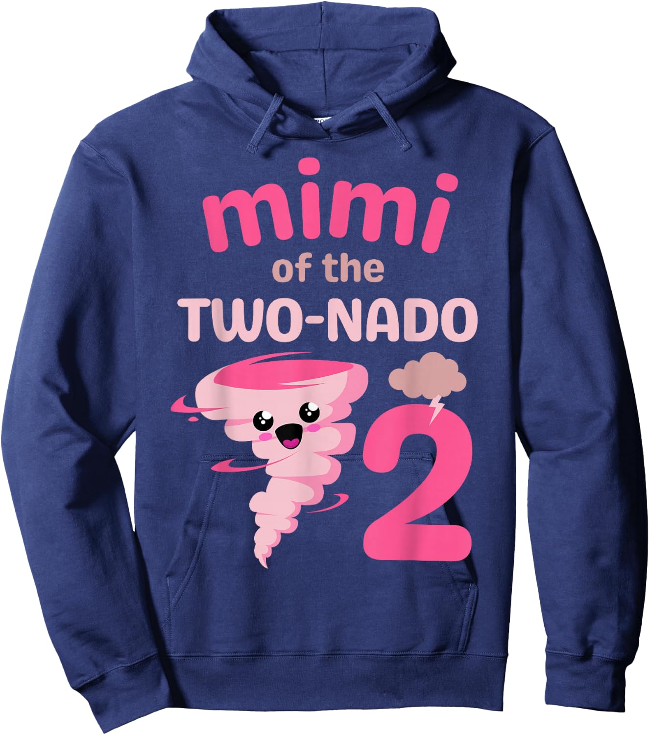 Mimi of the Two-nado Tornado Theme 2nd Birthday Party Kids Hoodie - Hoodie | Navy