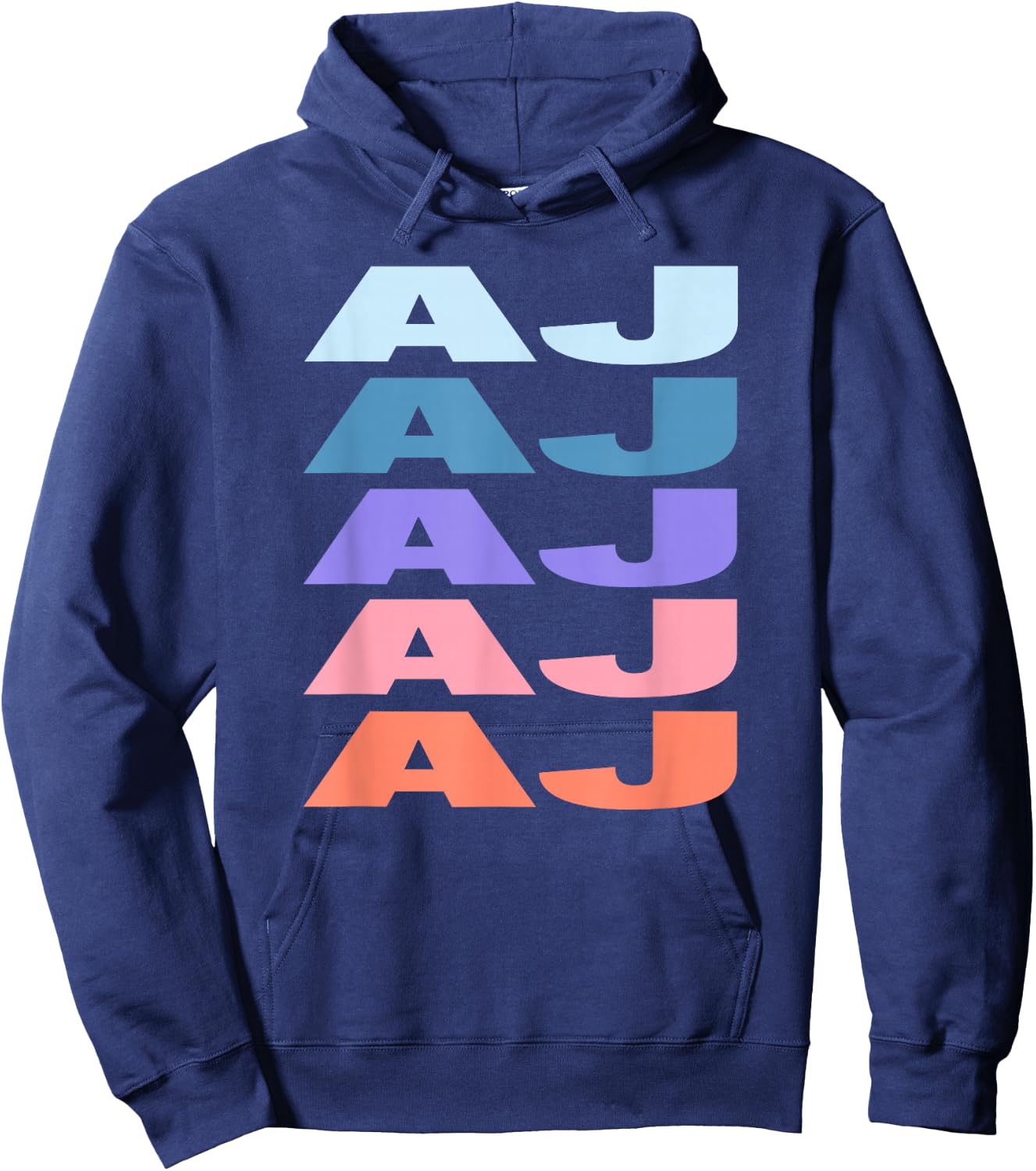 Funny Modern Repeated Text Design First Name AJ Hoodie - Hoodie | Navy