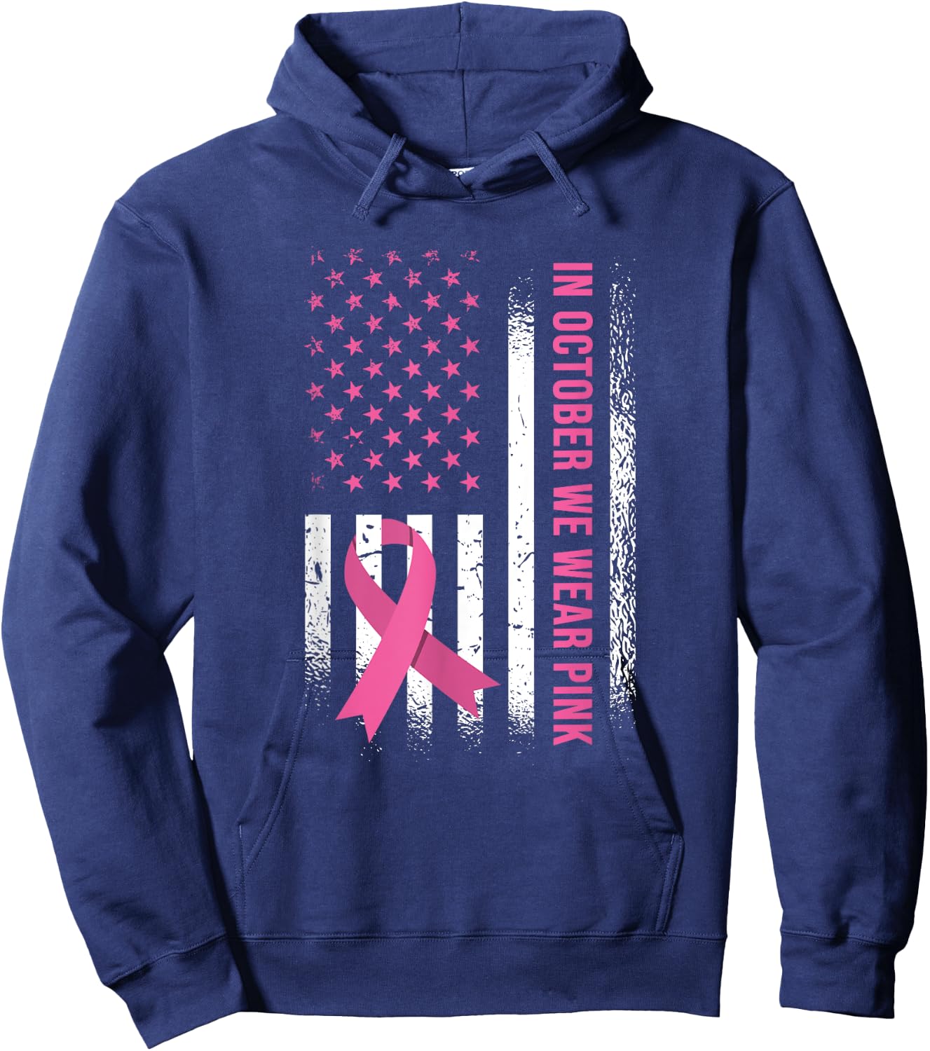 In October We Wear Pink - Breast Cancer Awareness Hoodie - Hoodie | Navy